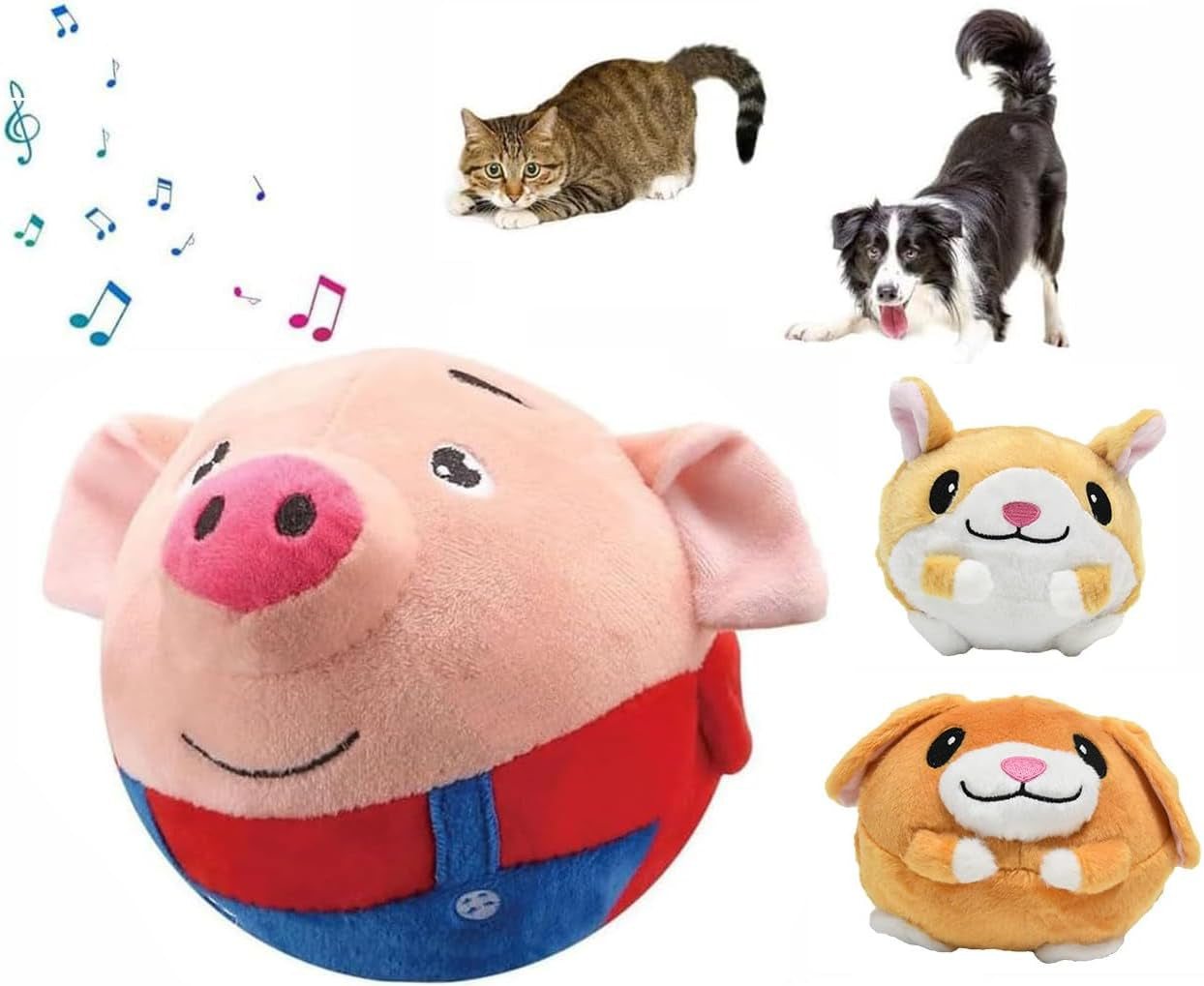 3 PCS Coats +1 PCS Movement Interactive Dog Toy Pet Bouncing Balls Jumping Squeaky Dog Toys Active Moving Pet Plush Toy Interactive Chewable Plush Cover Toy It Can Play Music and Record Sound