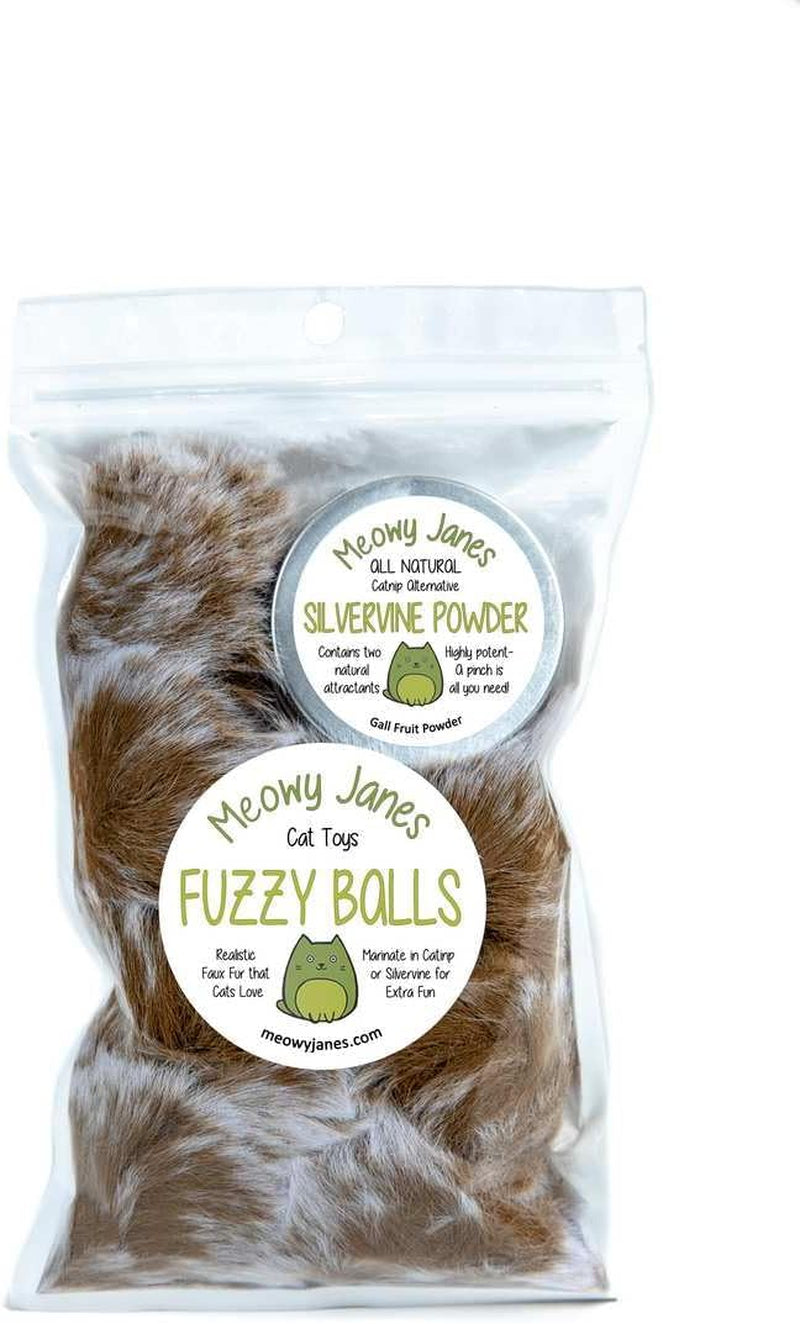 10 Pack Furry Ball | Faux Fur Cat Toys with Silvervine Powder Dry Rub