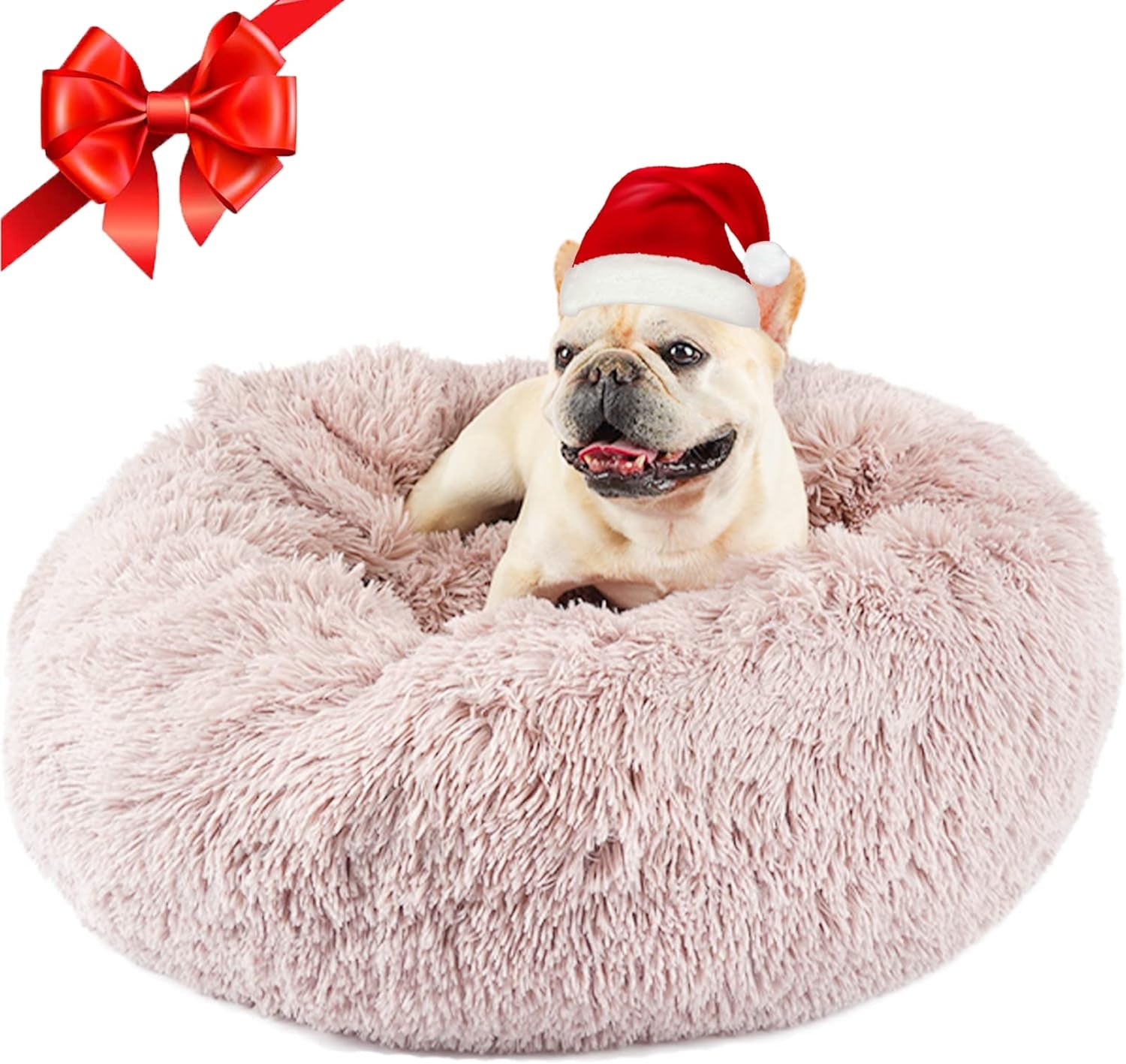 Dog Beds for Small Medium Dogs, Donut Dog Bed with Blanket Attached, Calming Dog Bed Washable (20"/26"/35")…