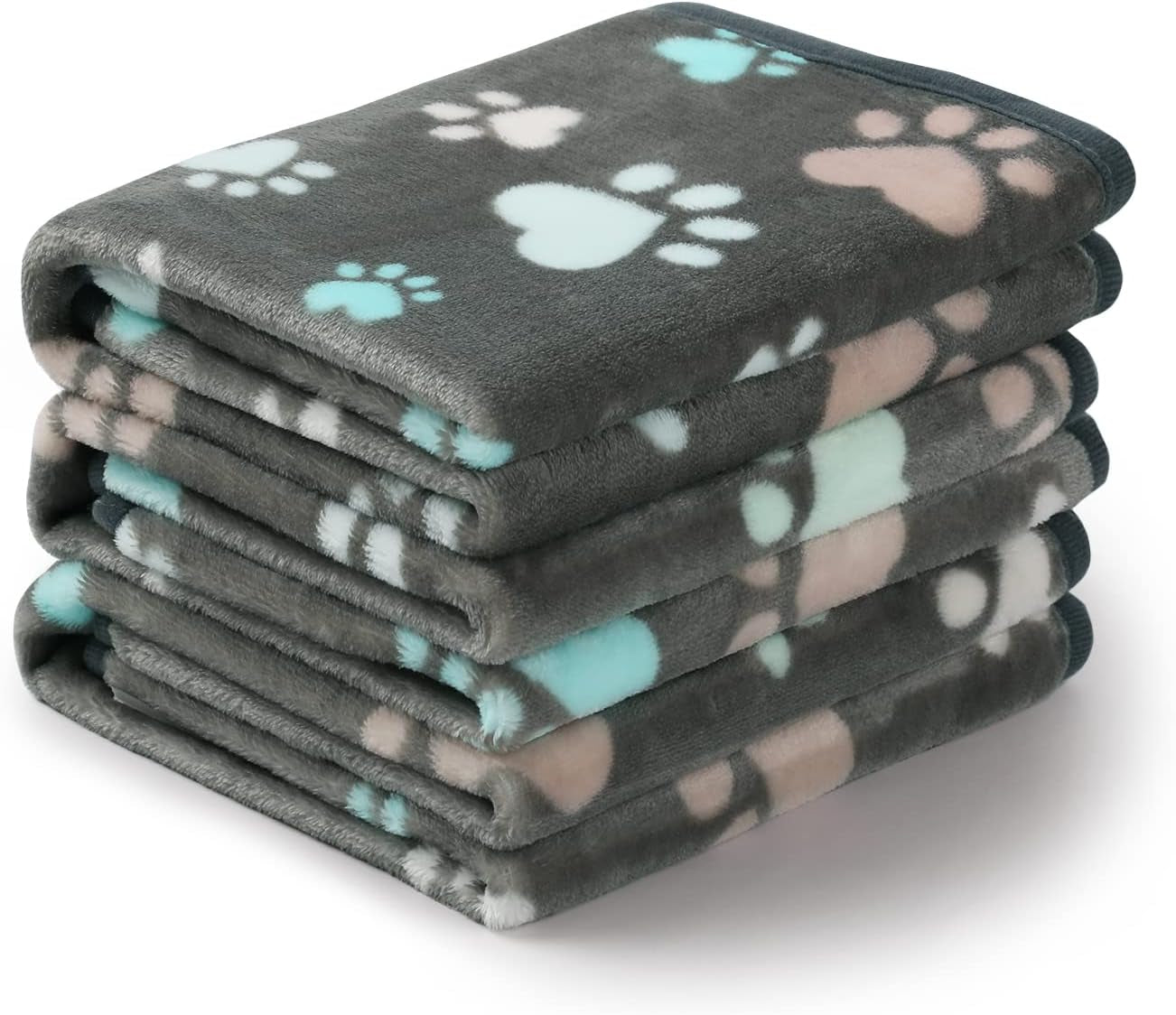 1 Pack 3 Blankets Super Soft Fluffy Premium Fleece Pet Blanket Flannel Throw for Dog Puppy Cat Paw Brown/Pink/White Small(23X16 Inch)