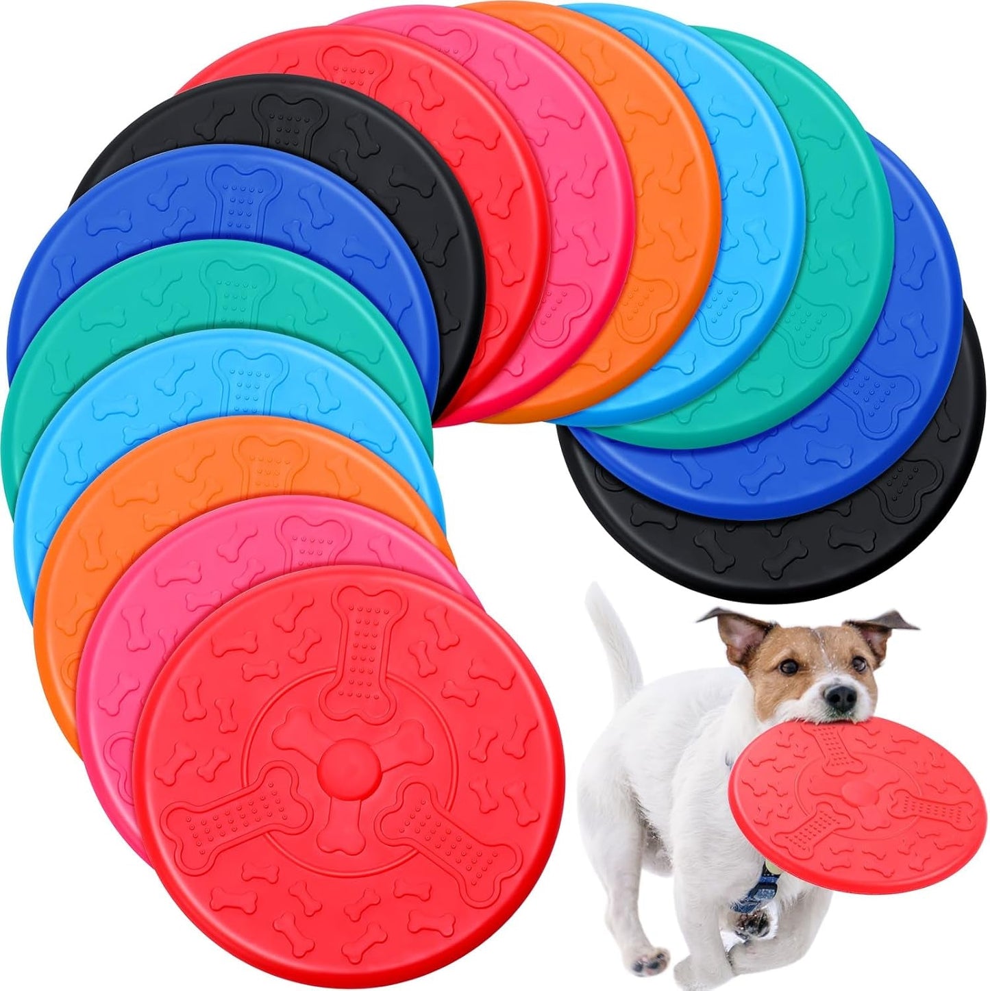 14 Pack Dog Flying Discs Soft Rubber Dog Disc Interactive Lightweight Dog Flying Toy Floats on Water for Small Medium Large Dogs Pets Yard Lawn Games Sports Party Favors, 7 Colors, 7 Inch