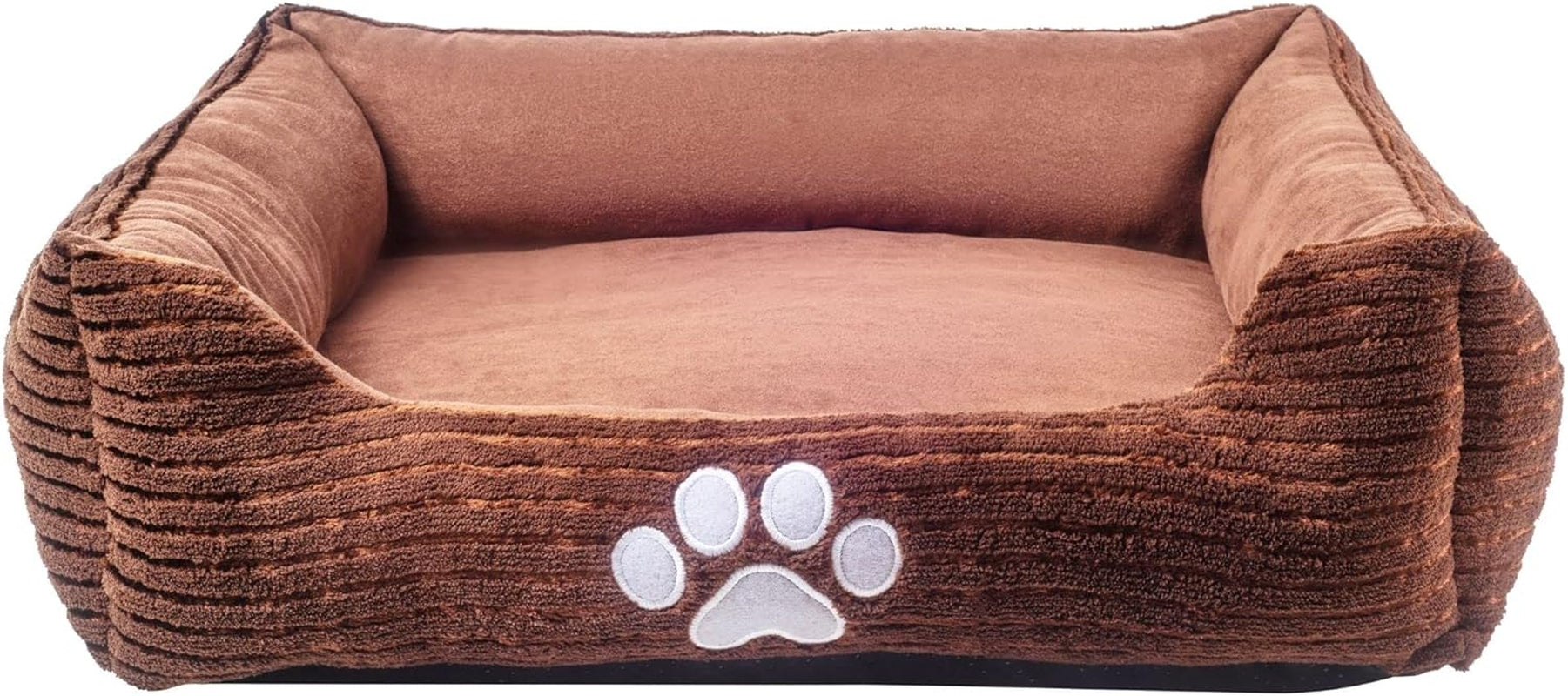 Long Rich Orthopedic Rectangle Bolster Pet Bed,Dog Bed, Medium 25X21 Inches Coffee, by Happycare Textiles, Coffee with Orthopedic Insert, Model Number: HCT-ORT-COFFEE