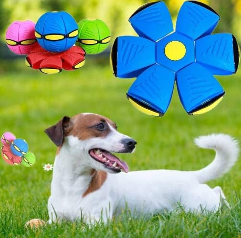 2023 New Pet Toy Flying Saucer Ball,Strange Magic Flying Saucer Ball Flying Saucer Dog Toy,Light-Emitting Venting Stomp Ball for Dogs Adult Cats (No Lights, Blue)