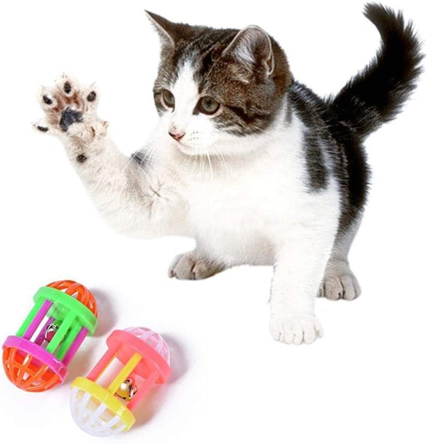 10 Pack Pet Toy Bell Six-Column Grid Bell Cat Toy Pet Cat Toy Bell Ball Plastic Ball Parrot Parrot Rabbit Cat Dog Toy Ball Color Bird Bell Ball (Size : 7.54Cm)