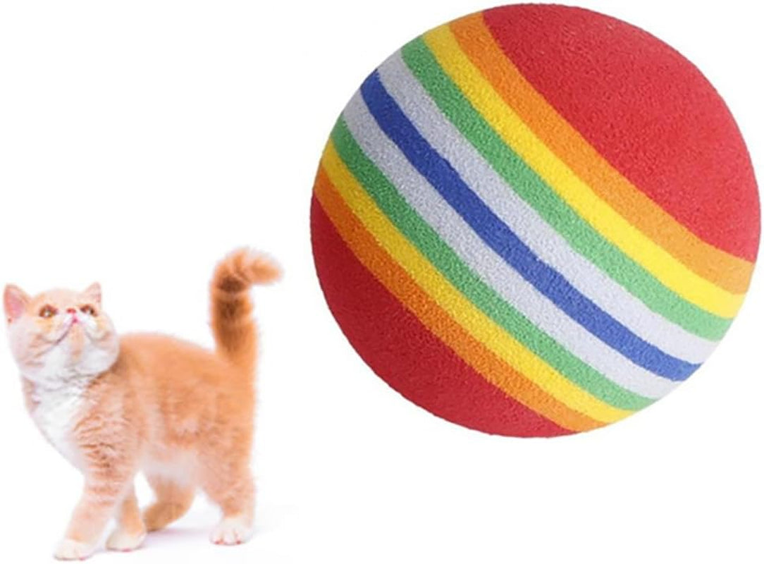 12 Pcs Colorful Foam Cat Toy Balls Rainbow Pet Play Balls Cat Foam Soccer Balls Soft Pet Sponge Balls Interactive Balls for Small Dogs Animals