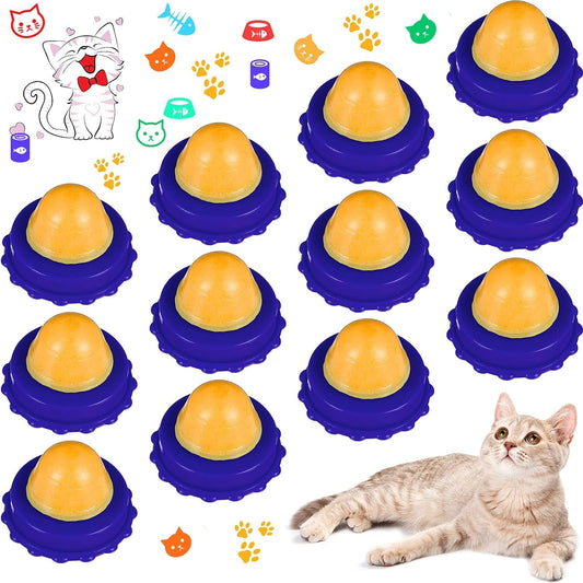 12 Pieces Cat Snacks Candy Ball Lickable Sugar Ball Edible Catnip Cat Toy Balls Kitten Licking Sweet Ball Cat Treats Candy Ball for Cat Kitten Playing Licking (Blue)