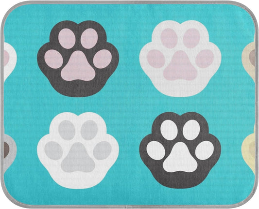 Footprints Cooling Bed Mat for Dogs Blanket Pad Summer Pet Bed Cooling Mat for Cat Dog Rabbit-M