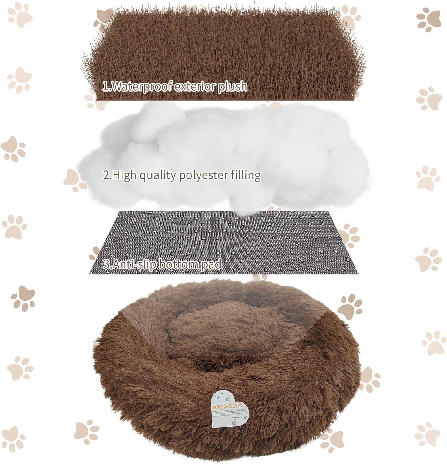 Deluxe Calming Dog Bed for Small Medium Dogs & Cats - Anti-Anxiety Donut Cuddler Cozy Warm Soft Fluffy Faux Fur round Beds Sizes 24" Puppy Bed (Dark Grey, Small)