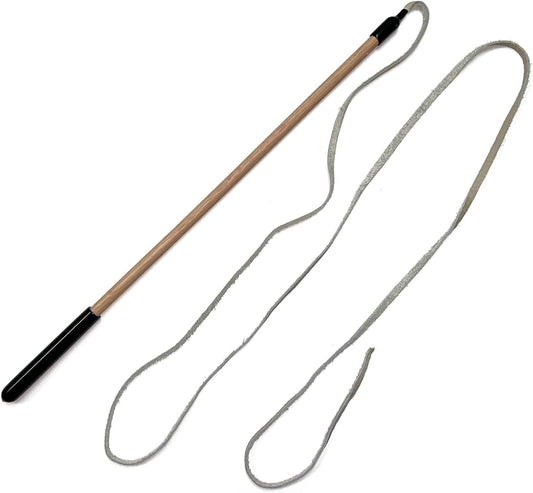 Kitty Leather Fling String - Interactive Cat and Kitten Toy - USA Made, USA Leather (Buffalo Leather on Birch Wand)