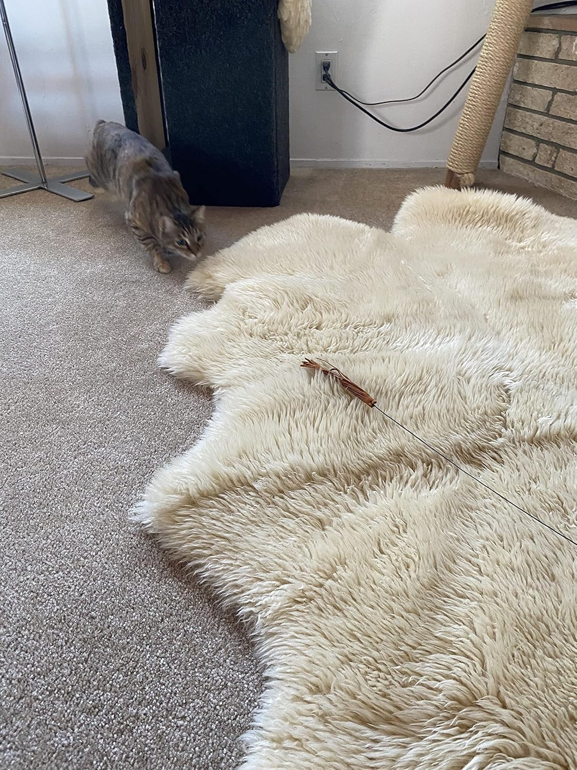 Kitty Kraken | Suede Brown Leather | Natural Birch Wood Rod | Great Teaser and Exerciser for Smaller Cats and Kitten | Interactive Soft | Handcrafted in the USA | 1-Pack