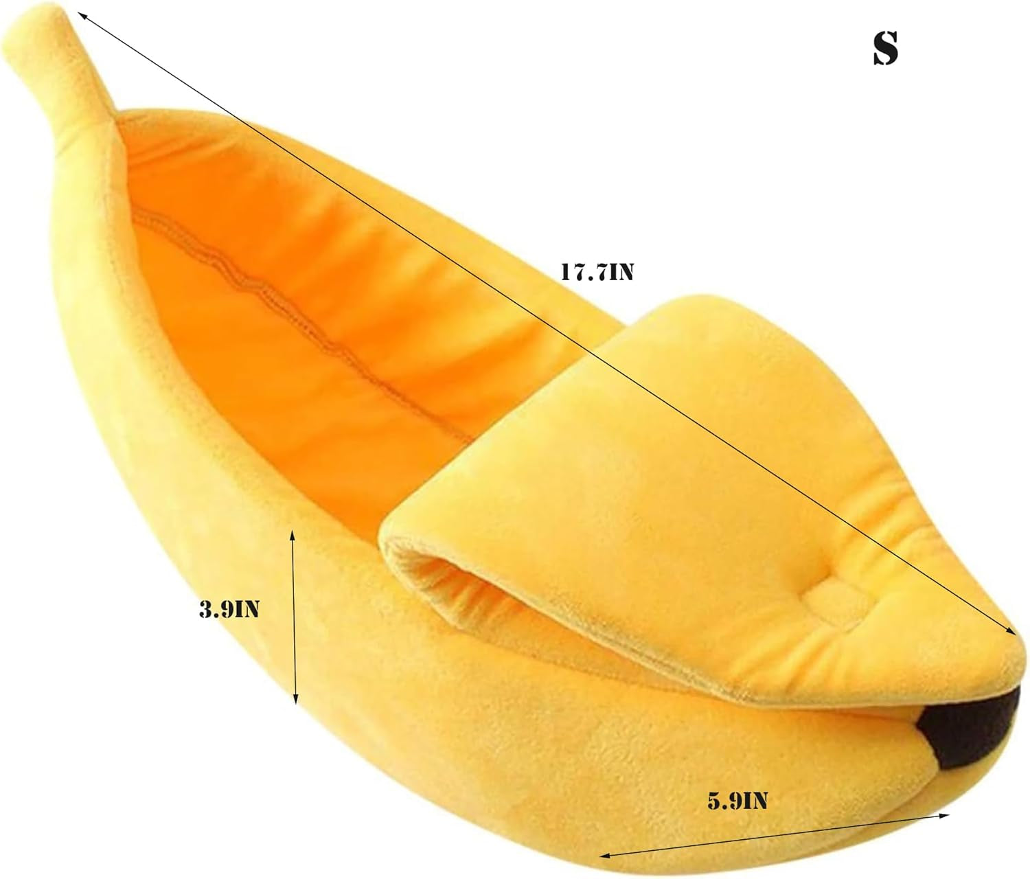 Creative Banana Shape Pet Dog Cat Bed, Cute Banana Bed for Dog Cat Self-Warming Winter Bed Mat Pet Supplies for Puppy Kitten (S)