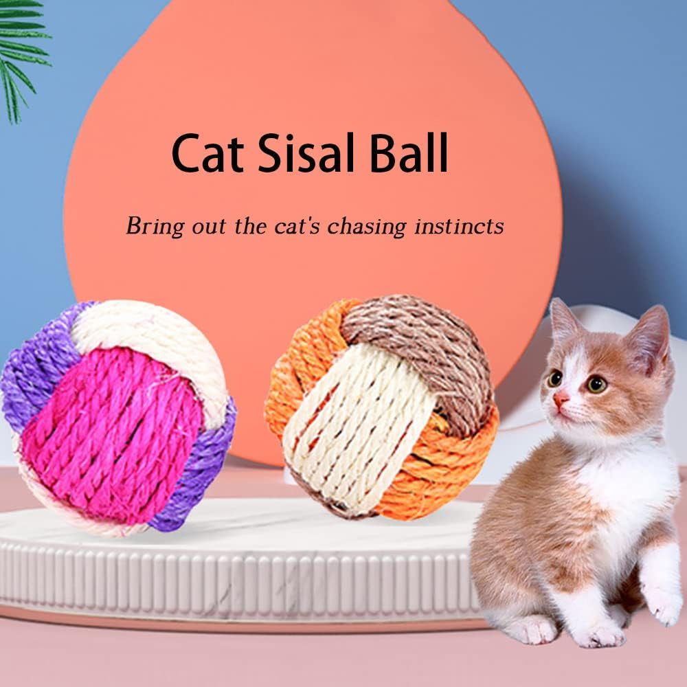 3Pcs Cat Braided Sword Balls/Toy Pet Scratching Balls/Animal Interactive Toy Balls/Interactive Cat Rolling Balls(Random Color)