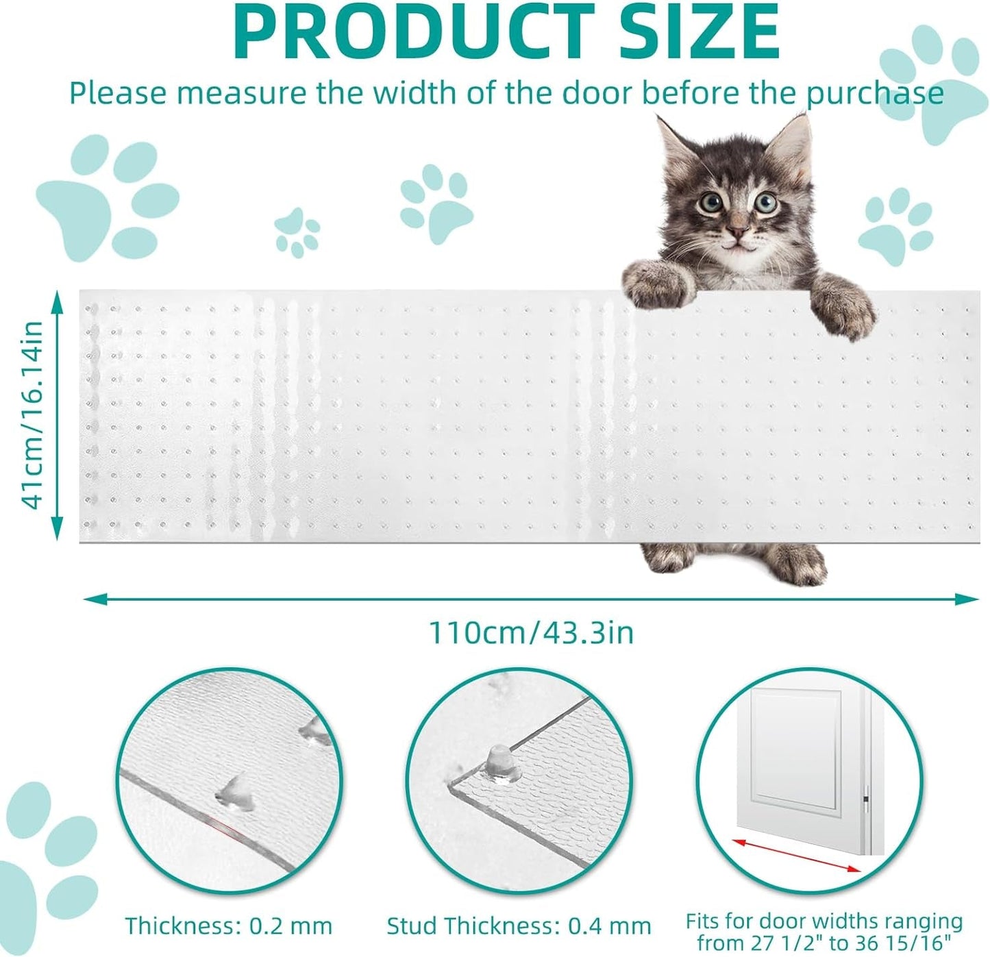 KHS Carpet Protector for Pets, 3.6Ft Plastic Carpet Protector for Doorway, DIY Non Slip Clear Cat Carpet Protector Mat, Easy to Cut Carpet Scratch Stopper, Cat/Dog Scratch Carpet Protector Roll