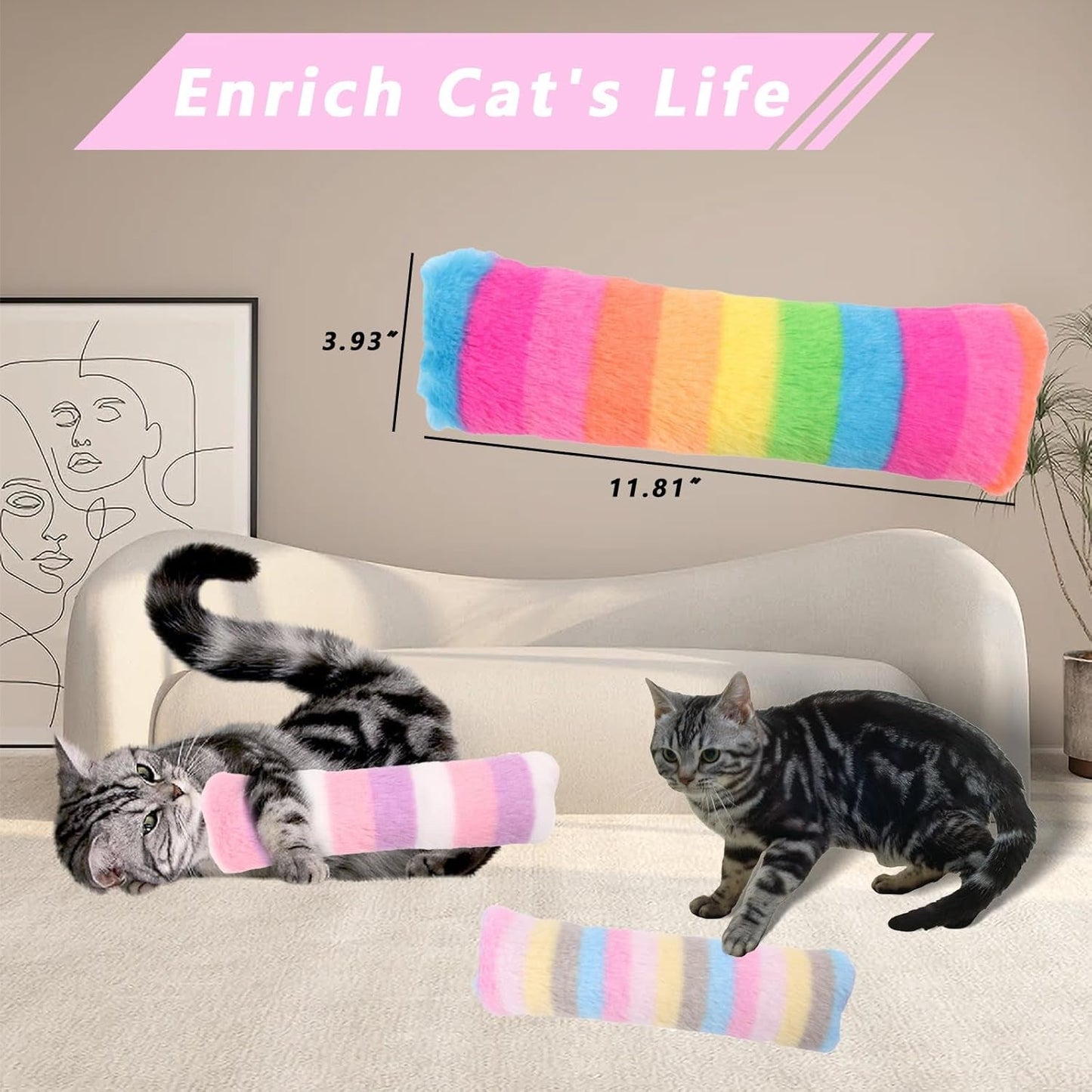 3 Pack Cat Pillows Toys, Soft Catnip Toy, Cat Chew Toy Exercise Kicker for Indoor Cats Kittens Kitty (Multicolor)