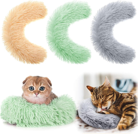 3 Pcs Cat Calming Pillows Cat Catnip Toys for Indoor Cats Fluffy Cat Bed Pillow Interactive Cat Kicker Toys for Kitten Puppy Chasing Chewing Exercising, Blanket and Carrier, 3 Colors