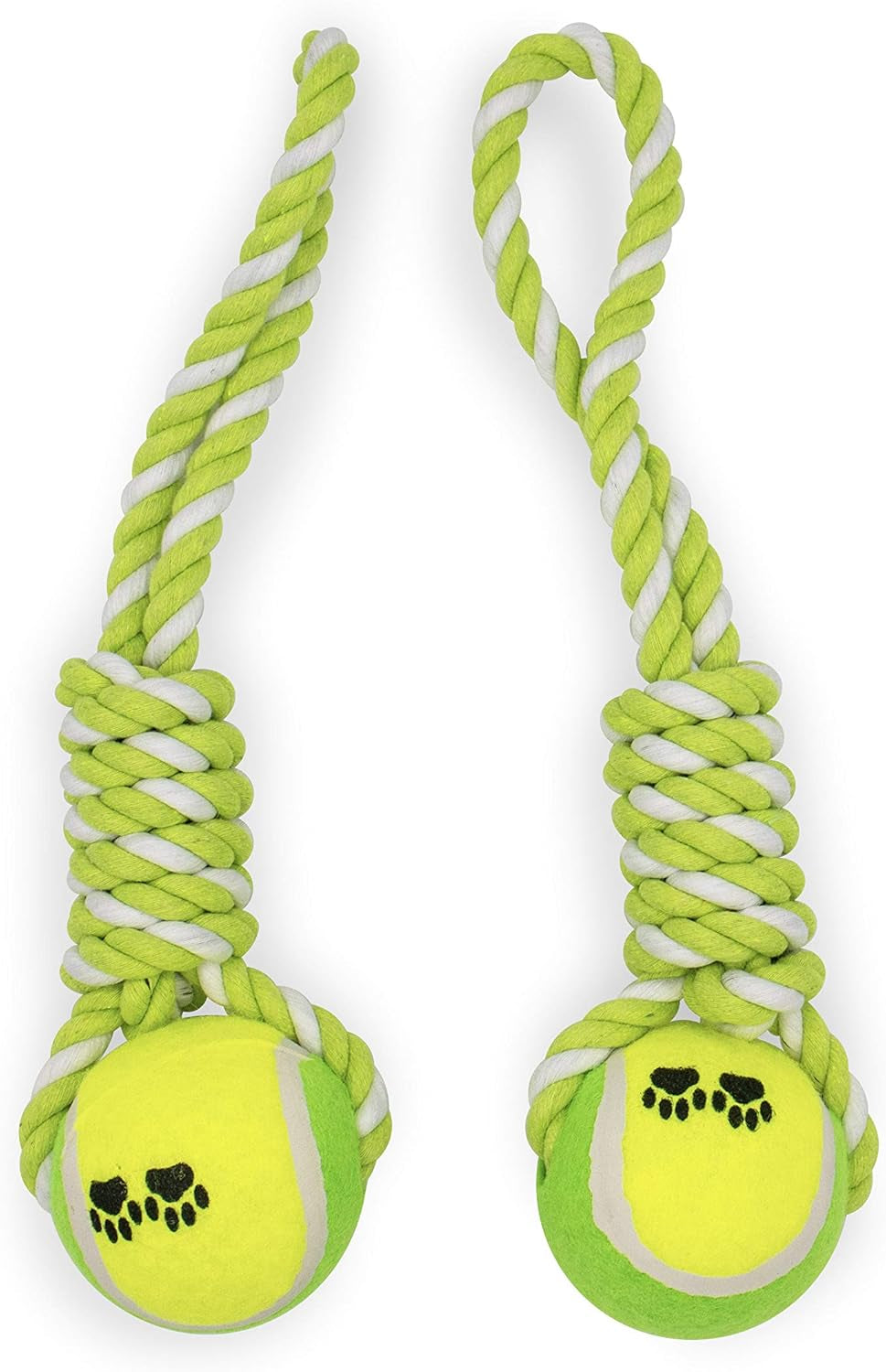 2 Piece Dog Training Ball on Rope, Cotton Rope Ball, Tug Ball Toy, Tough Rope Toy, Non-Toxic and Durable Dog Toys for Big and Small Dogs