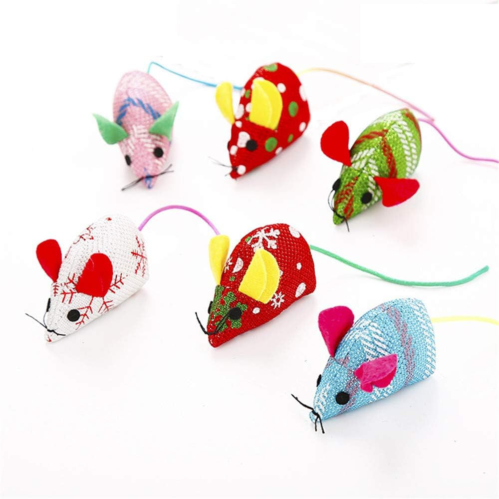 10 PCS Catnip Cat Toys, Interactive Gifts Christmas Theme Catnip Plush Mouse Toy Pillow Scratches Soft Cotton Filling Mice Toys for Kitten Pet Supplies