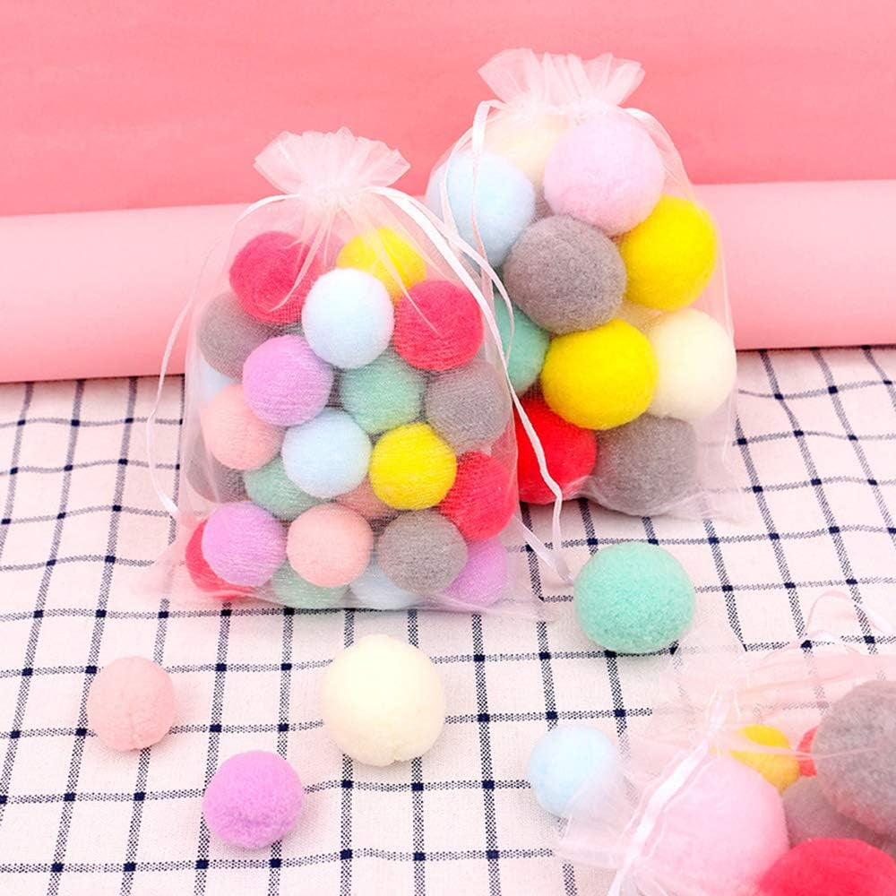 25PCS Cat Pom Pom Balls Cat Toys for Indoor Cats Balls Pompom Soft Balls Cat Interactive Ball 2 Sizes