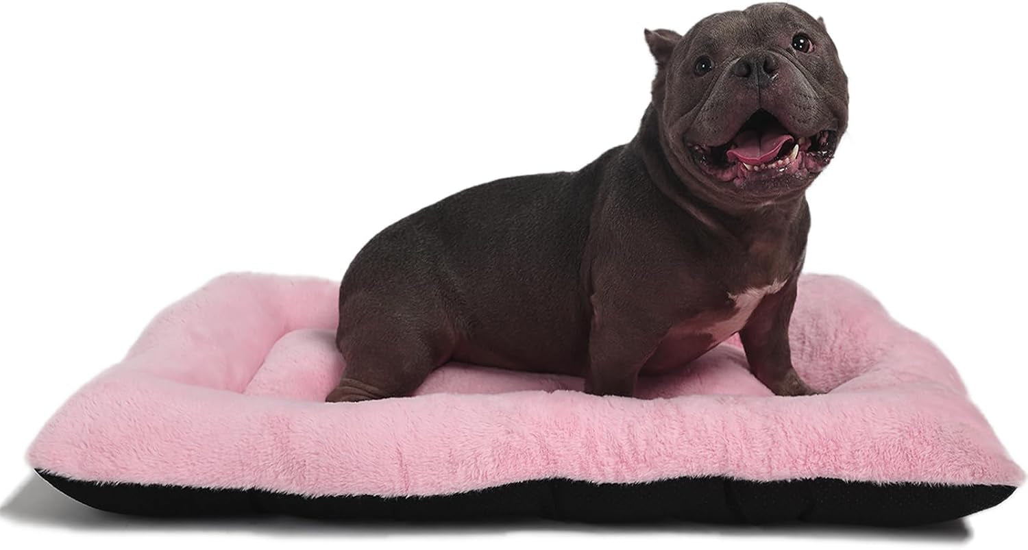 30 Inch Dog Crate Bed Pink Soft Cozy 30X19 Dog Crate Bed Bottom anti Slip,Deluxe Plush Dog Crate Bed Washable,Fluffy Breathable Cute Dog Kennel Beds for Crates Fit Pet up to 30 Lbs