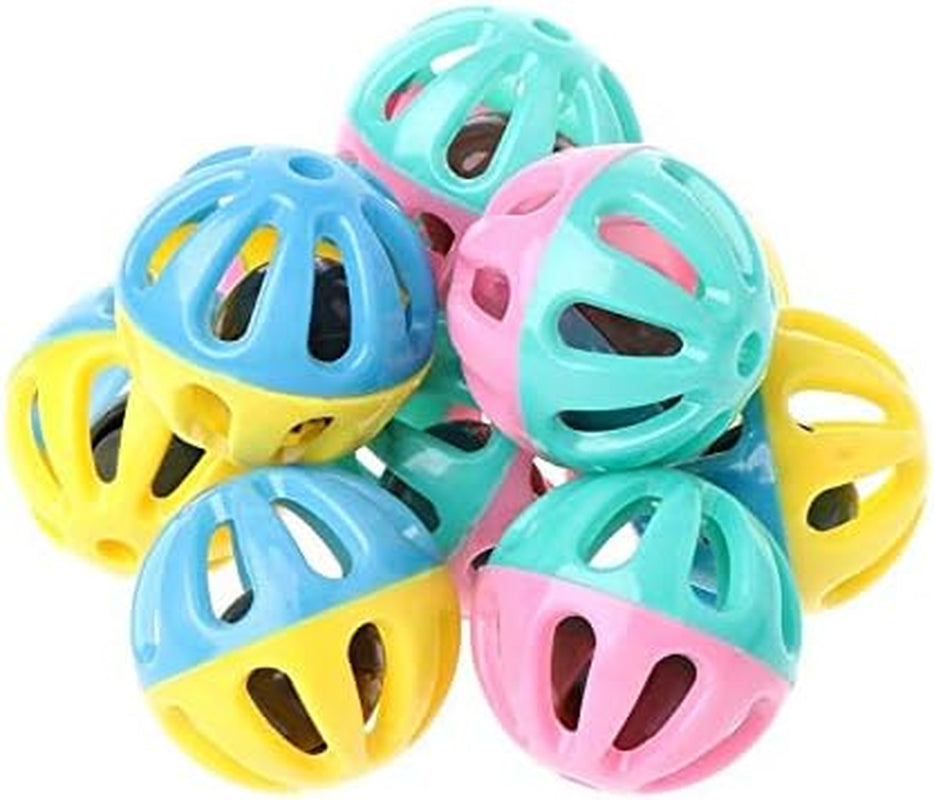 10 Pieces Hollow Ball with Bells Pet Dog & for Cat Training Toys Little Kitten Chew Toys Fun Interactive for Hamst Automatic Spinning Feather Cat Toy Automatic Cat Toys for Indoor Cats Electric