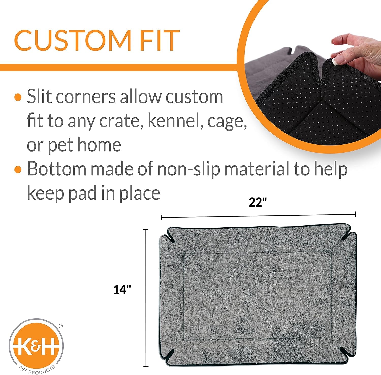 K&H Pet Products Memory Foam Crate Pad Gray X-Small 14 X 22 Inches