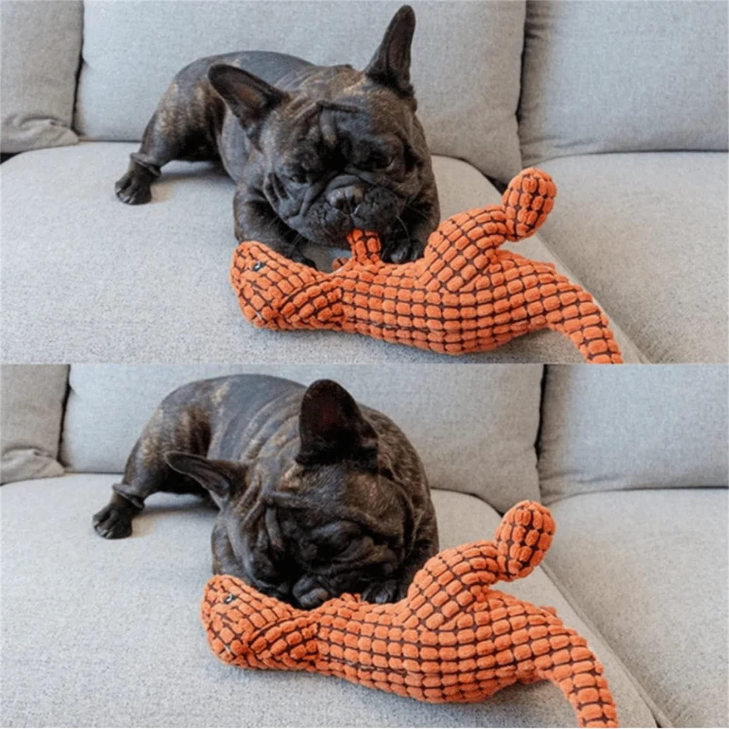 2023 New Indestructible Robust Dino, Durable Interactive Robustdino Dog Toy, Squeaky Dog Toys for Aggressive Chewers, Soft Dog Toys, Unbreakable Stuffed Plush Dog Toys Aggressive Chewers (A ORANGE)