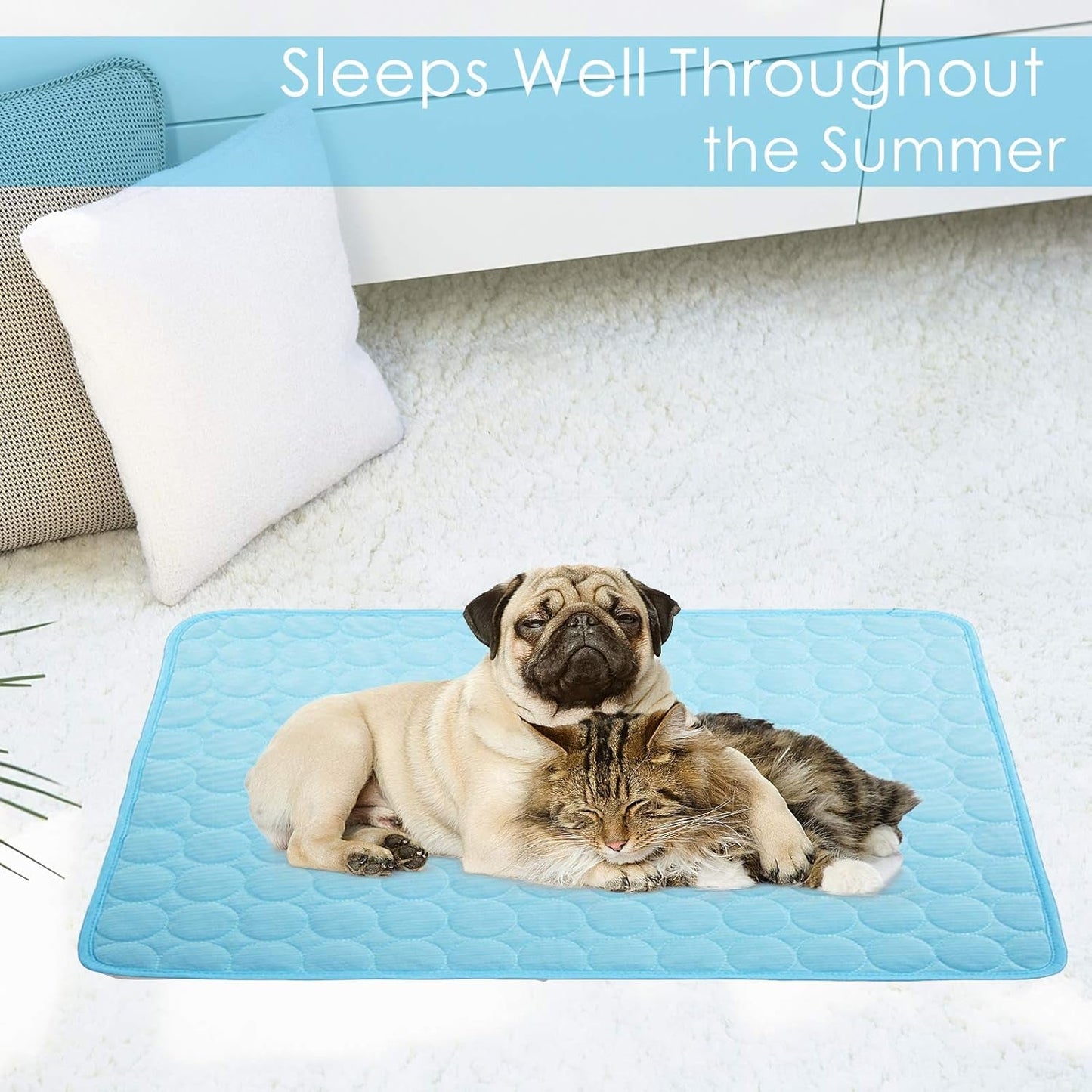 Dog Cooling Mat Dog Self Cooling Pad, Ice Silk Machine Washable Summer Cooling Mat for Dogs Cats, Kennels, Crates and Beds