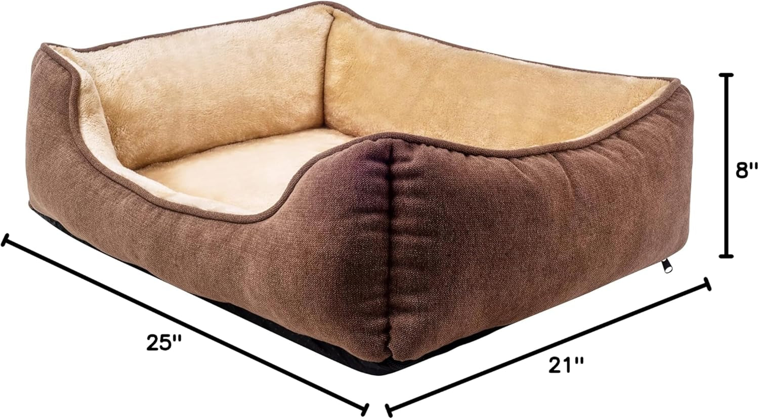 Long Rich Rectangle Bolster Pet Bed, Dog Bed Medium Size Brown Color