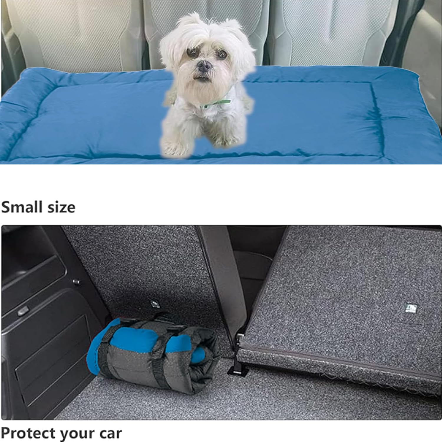 Chew Proof Dog Bed-Outdoor Travel Camping Dog Bed,Waterproof Ripstop 600D Nylon Fabric and Machine Washable,Indestructible and Easy to Clean Pet Bed Mat for Car,Sofa,Cage (Blue, Large)