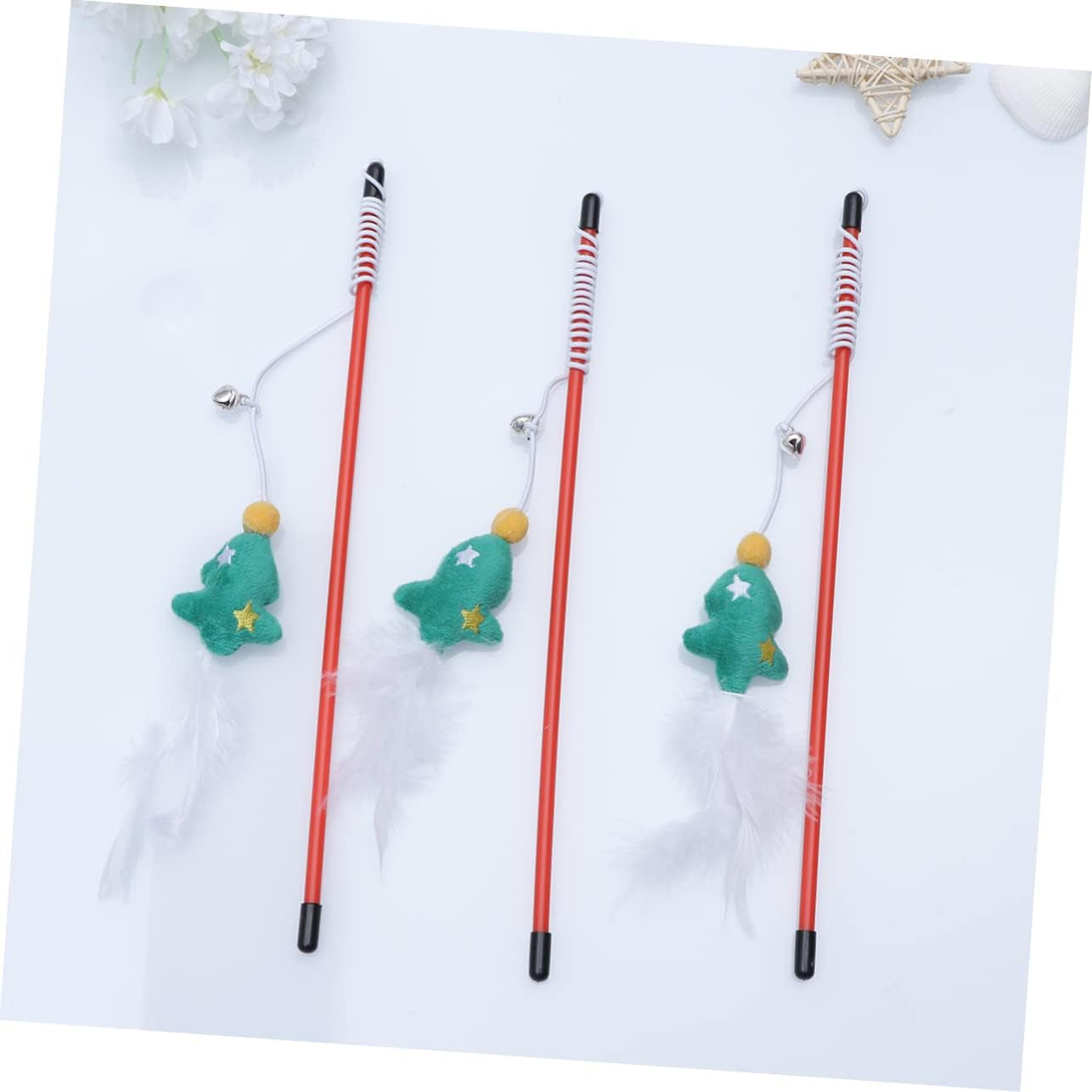 3 Pcs Christmas Cat Wand Toy Cat Toys Dog Interactive Cat Wand Teaser Toys Interactive Cat Teaser Wand Christmas Cat Teaser Toys Pet Teaser Stick Elder Tease Stick the Cat