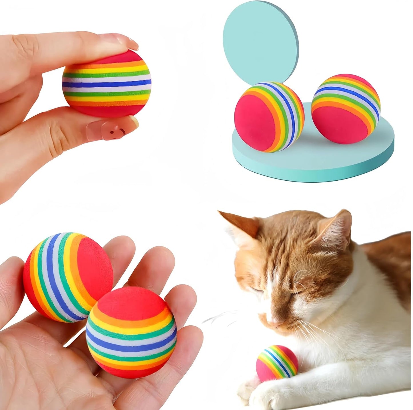 10 Pcs Larger 1.38 "Soft EVA Foam Interactive Indoor Quiet Toy Balls, 35Mm Diameter Dog and Cat Toy Balls Quiet Toy Balls for Pets to Play Alone.Kittens Toys.Cat Toy Sponge Ball.