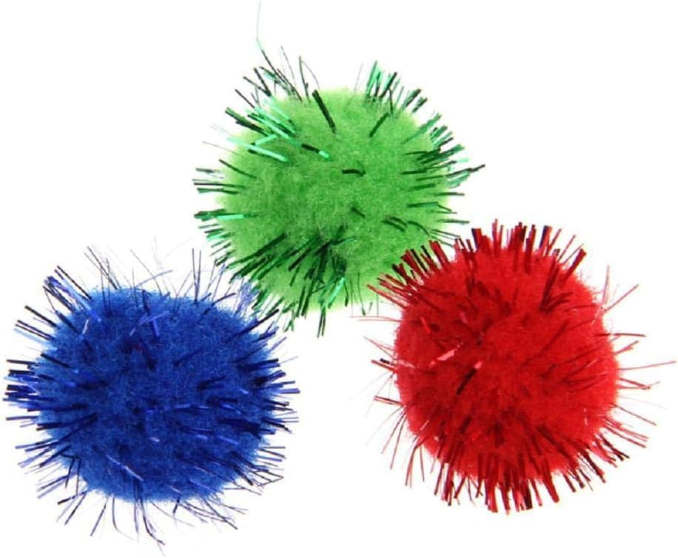 100Pcs Colorful Mini Sparkly Glitter Tinsel Balls Small Pom Ball for Cat Ornaments,Pet Supplies