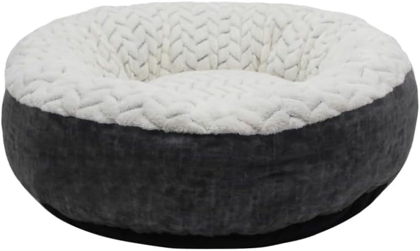 Calming Small Dog Bed & Cat Bed - Anti-Anxiety Bed - Cushioned Donut-Shaped Cats & Small Dogs – Extremely Soft, Breathable Fabric - Washable Pet Beds with Non-Slip Bottom (S. 20" White)