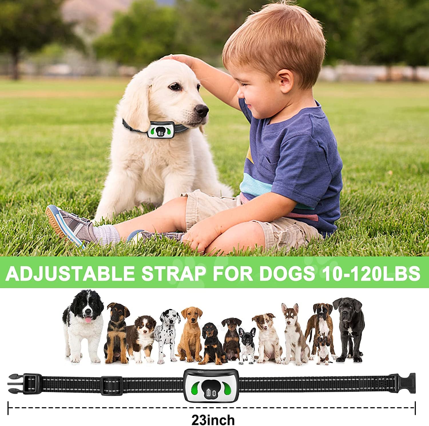 [2024 Upgrade] Bark Collar with Additional Mini Remote - Dog Bark Collar with 4 Training Modes - IPX7 Waterproof Dog Shock Collar for Indoor, Garden & Courtyard, Safe Bark Collar for Most Breed Sizes