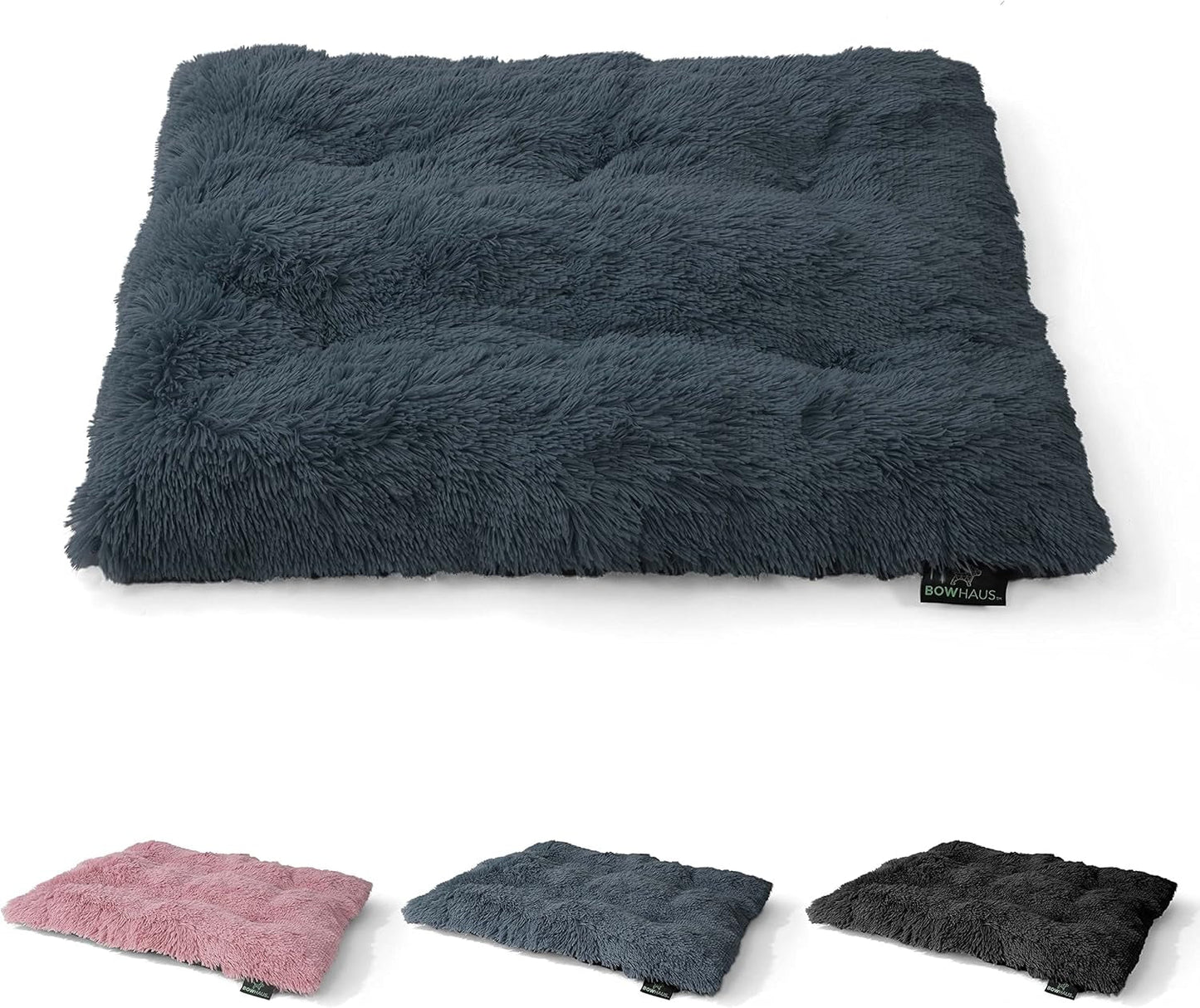 35/43 Inch Deluxe Plush Crate Pet Bed, Shaggy Pillow Dog Bed, with Anti-Slip Bottom, Washable, Anti-Anxiety Fluffy and Soft Kennel Pad for Small/Medium/Large Dogs in Pink, Dark Gray, Black