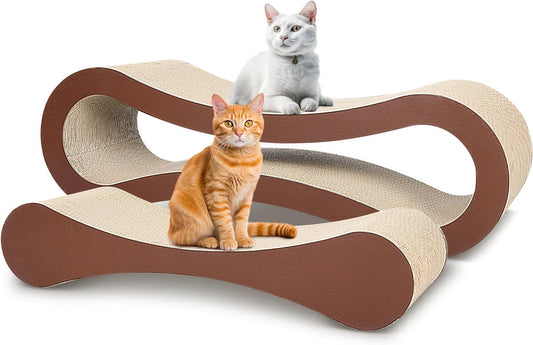 Fluffydream 2 in 1 Cat Scratcher Cardboard, Cat Scratching Board Furniture Protector, Cat Scratching Post, Cat Beds for Indoor Cats, Infinity Shape, X-Large