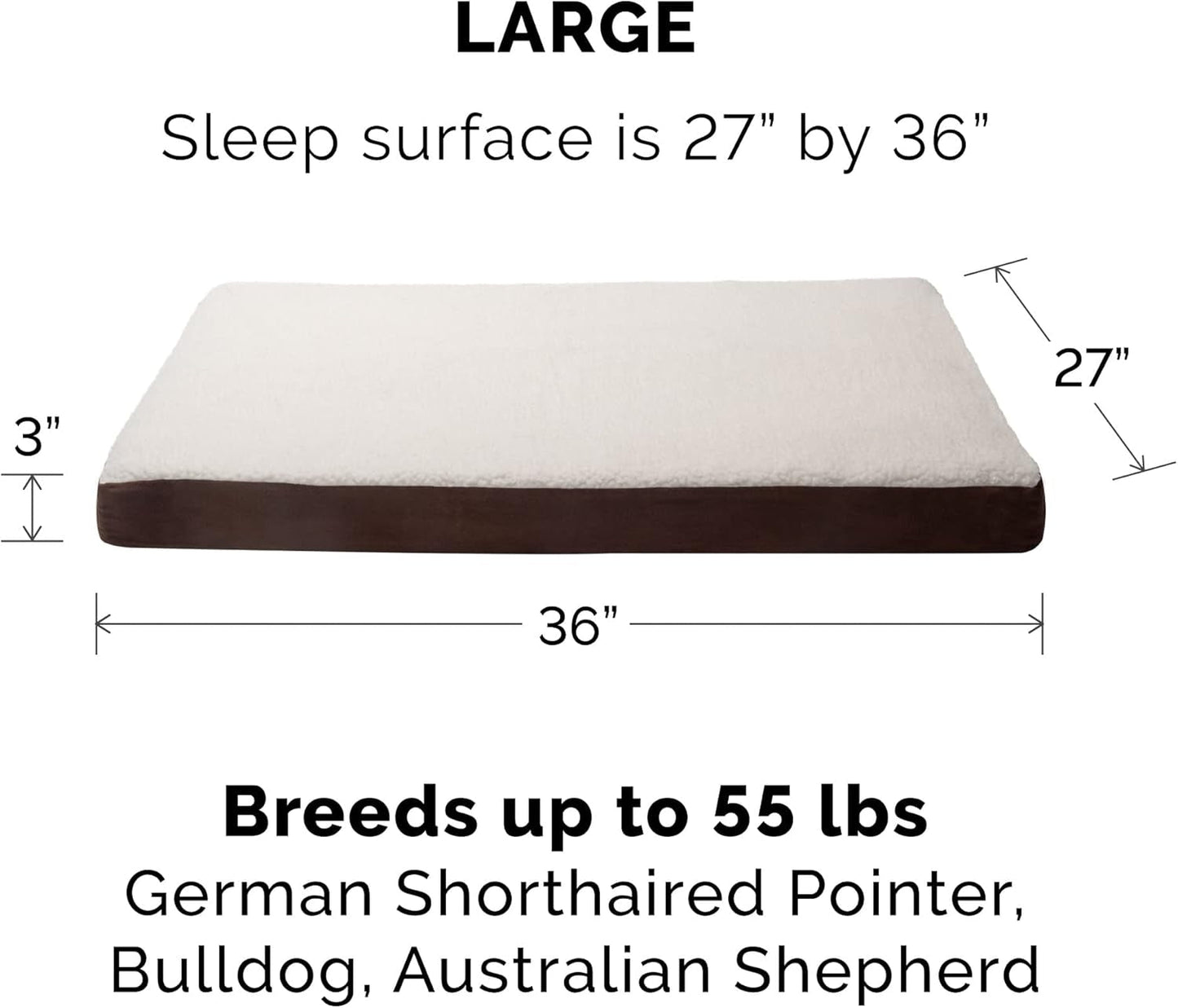 Furhaven Replacement Dog Bed Cover Sherpa & Suede Mattress, Machine Washable - Espresso, Large