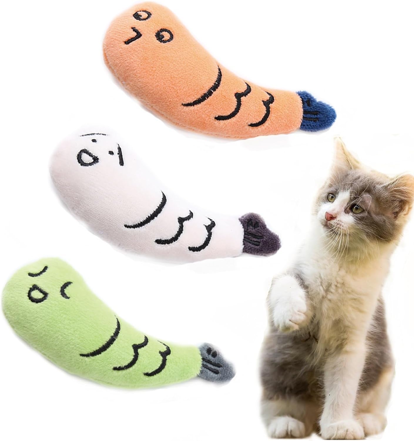 3 Pack Cat Kicker Toys,Small Fish Adorable Shape,Soft Plush Cat Toys Interactive Toy,Catnip Toys for Kitty Chewing Training Interactive