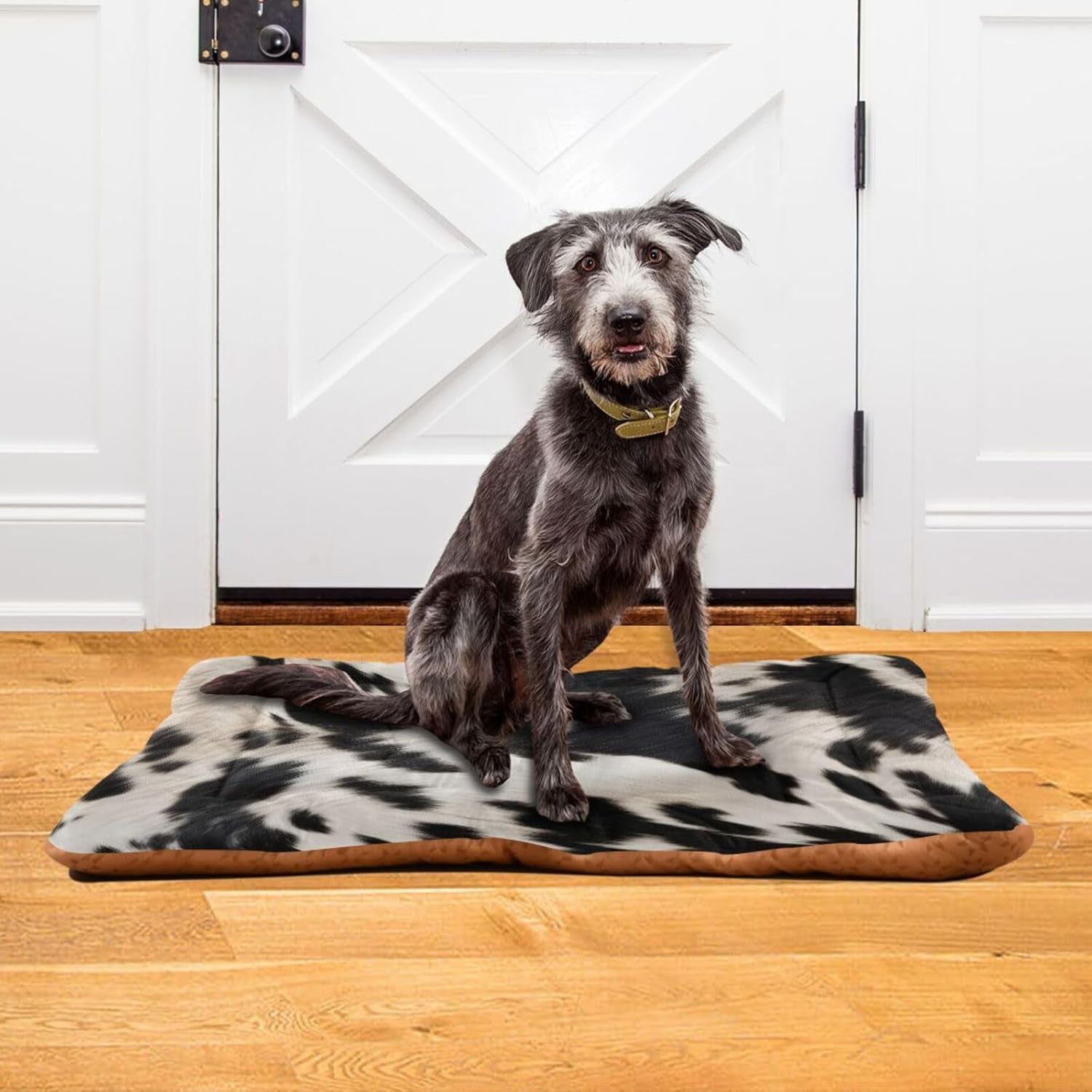 3D Cow Print Pet Bed Pad Soft Dog Bed Mat with Anti-Slip Bottom, Machine Washable Crate Pad Mattress for Dog Sleeping- 36 * 24Inches