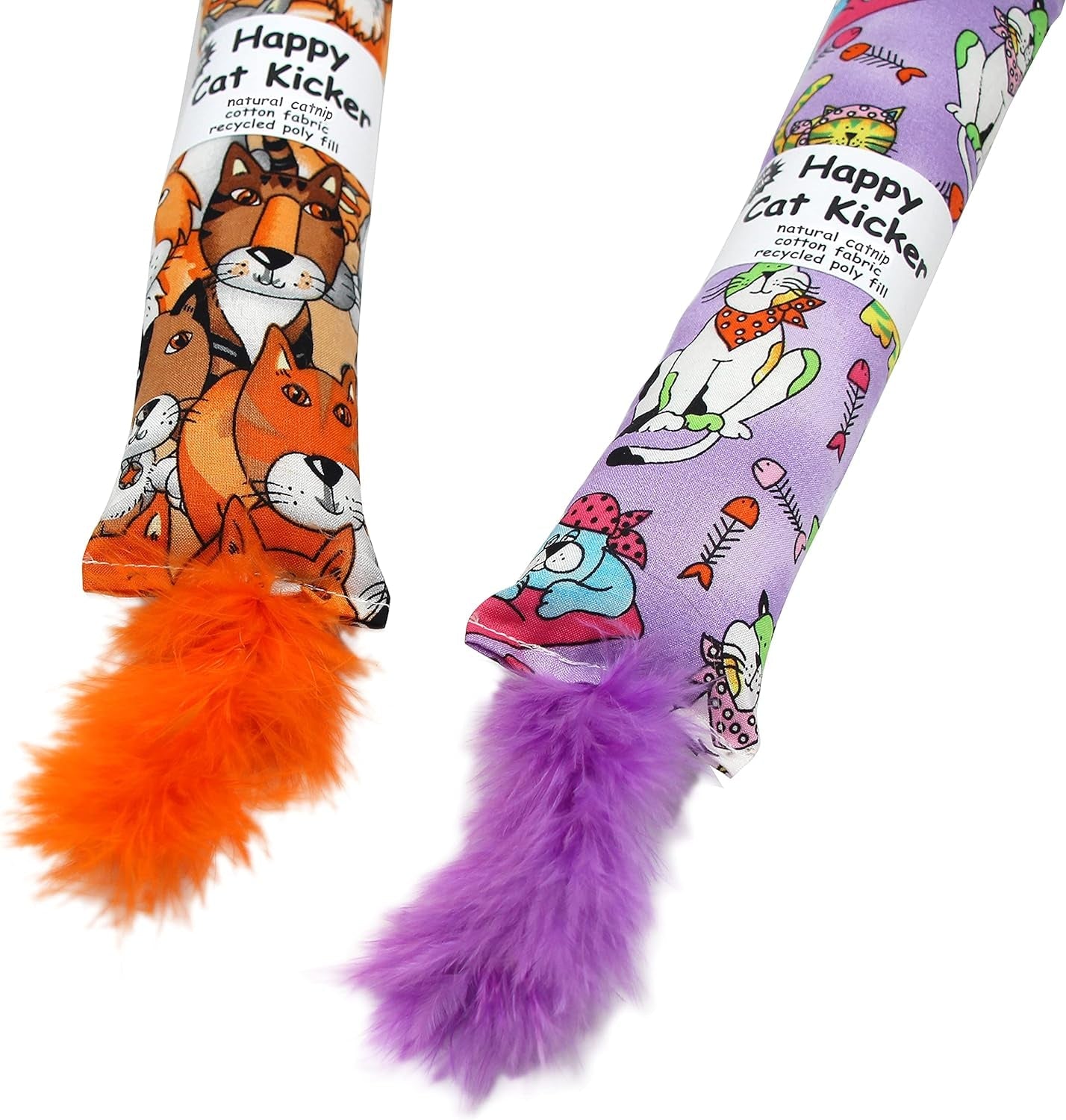 2 Pack Natural Interactive Catnip Cat Kicker with Feathers, Bite Resistant Chew Toy, Crinkle Kicker, Accessories for Indoor Cat