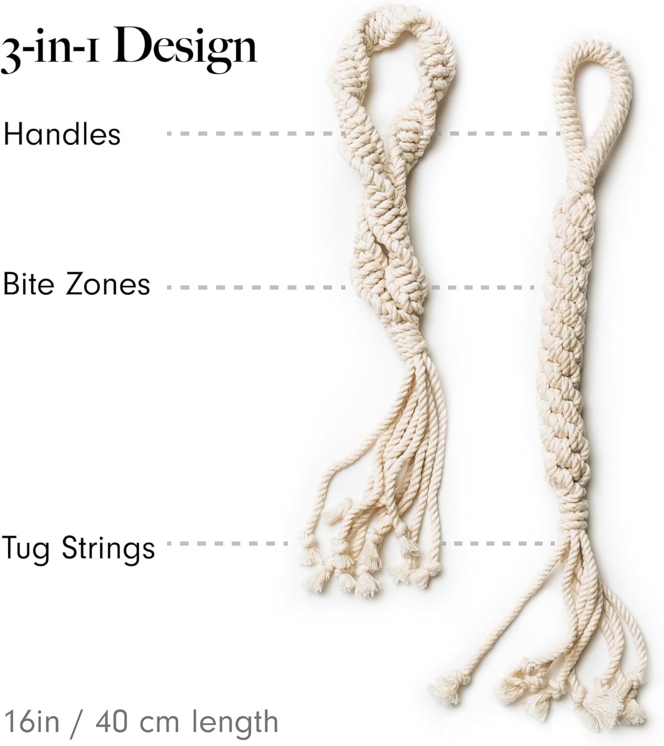 Natural, Non-Toxic Cotton Rope Toys for Small and Medium Dogs | 2-Pack | Durable & Eco-Friendly | Unique Boho Designs with Handle | Interactive Dog Toy