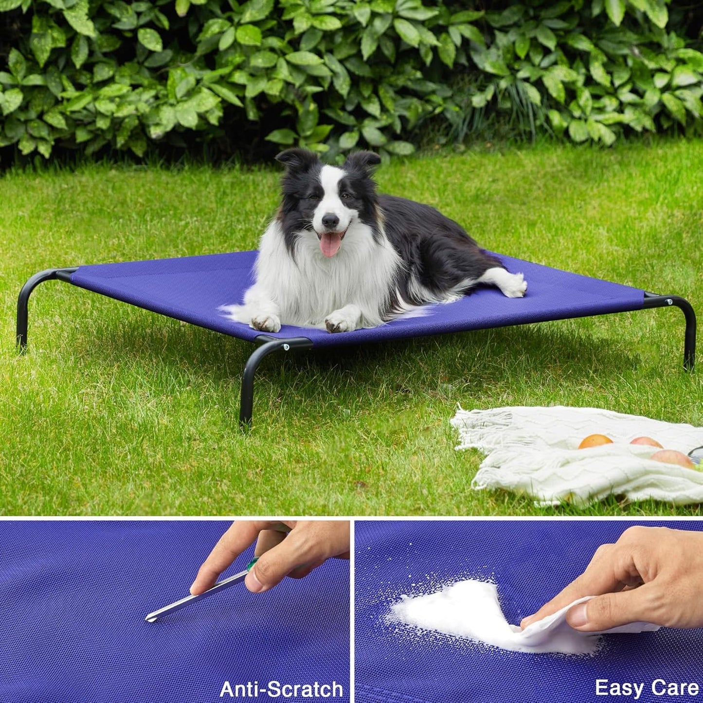 Love'S Cabin Outdoor Elevated Dog Bed - 49In Cooling Pet Dog Beds for Extra Large Medium Small Dogs - Portable Dog Cot for Camping or Beach, Durable Summer Frame with Breathable Mesh, Blue