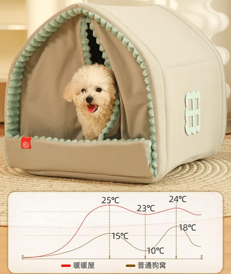 Dog Cave Bed,Cat House Winter Warm Dog House, Closed Winter Covered Dog Bed Cat Bed Tent, Dog Hideout Pet House Pet Bed All Seasons Applicable for Cat and Puppies below 33Lbs/15Kg (A, Medium)