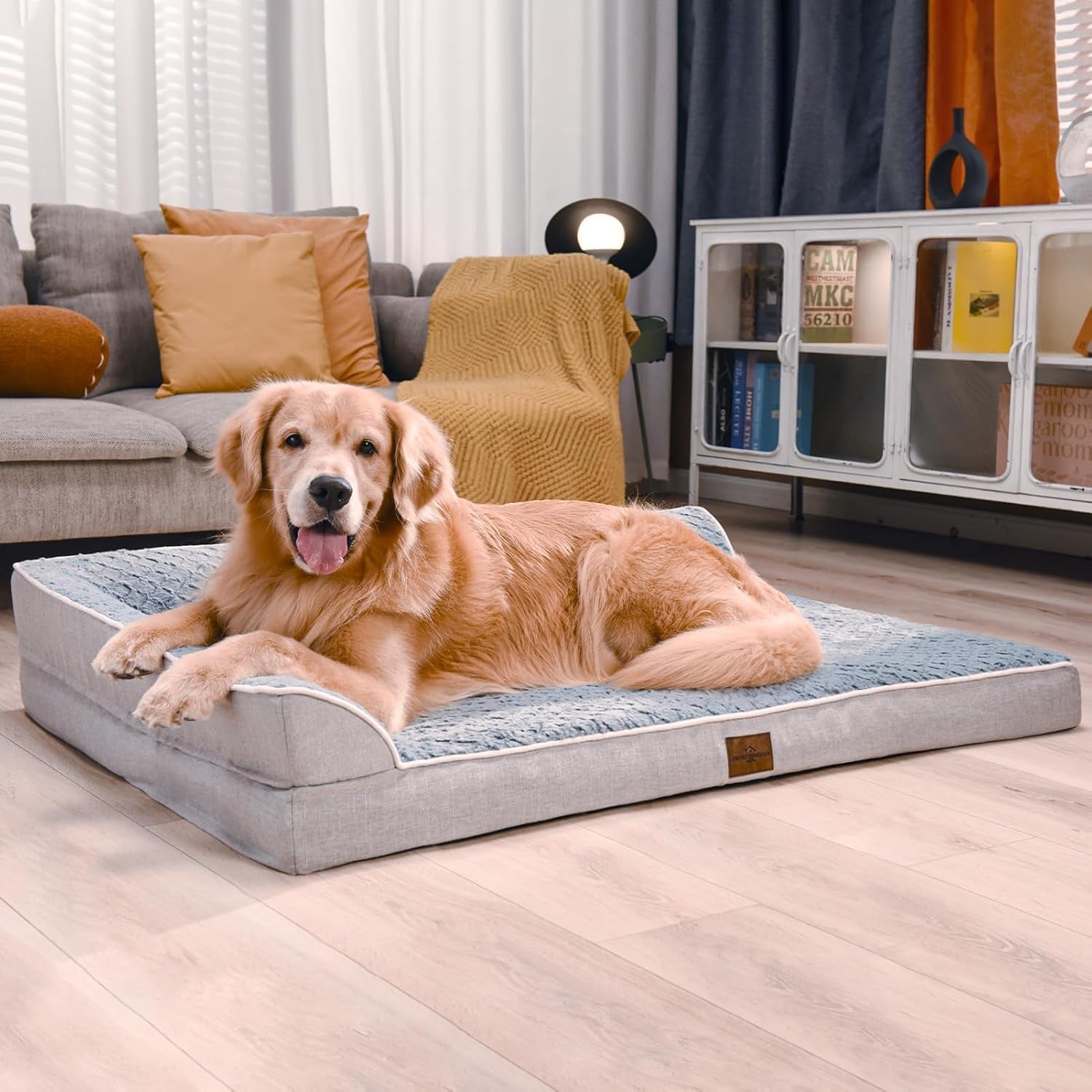 Dog Bed Medium Size Dog, Orthopedic Dog Bed for Medium Dogs, Waterproof Dog Bed with Removable Washable Cover & Non-Skid Bottom(Medium,Grey)