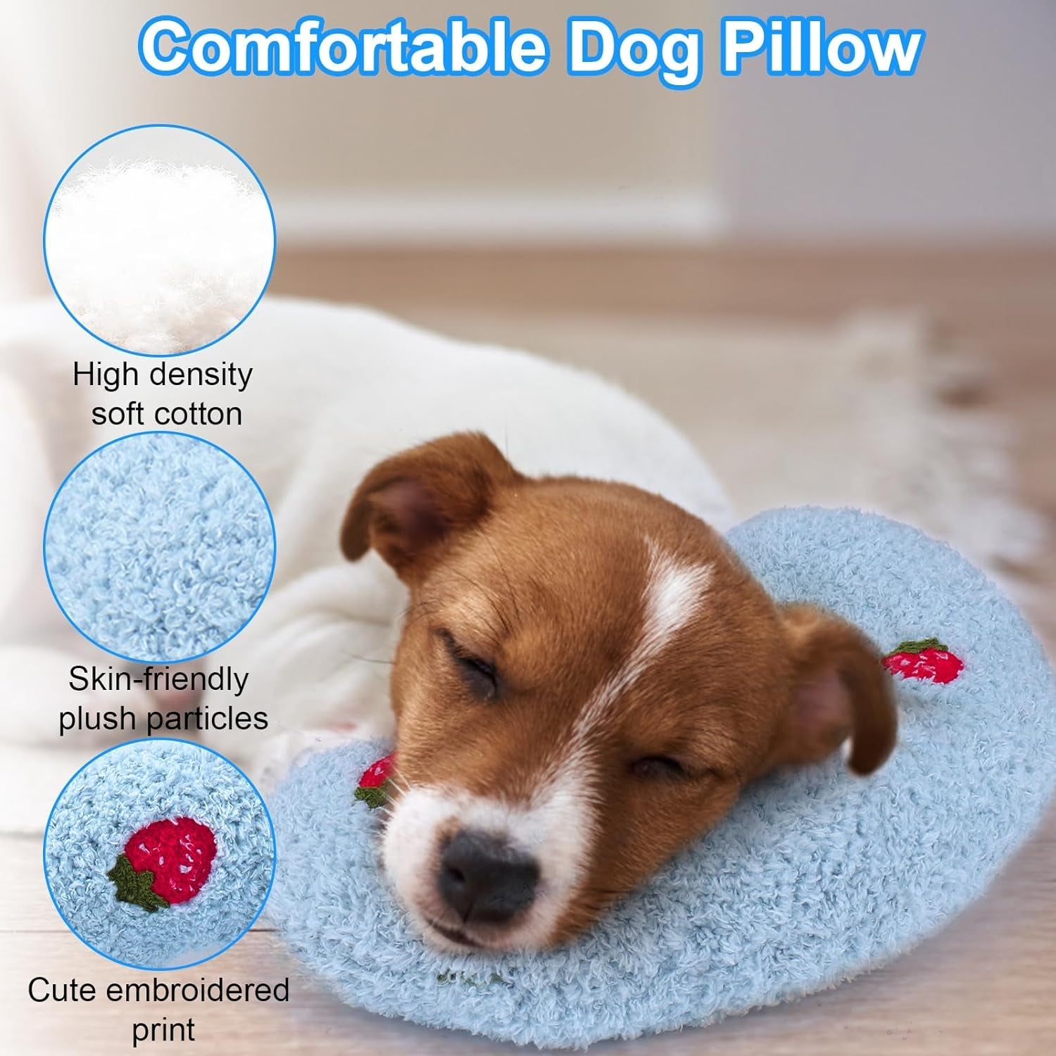 Mity Rain 2PCS Dog Pillow, Anxiety Relief Pillow for Dog, Ultra Soft High Density Calming Pillow for Joint Relief Sleeping Improve, Pet Calming Pillow Blue