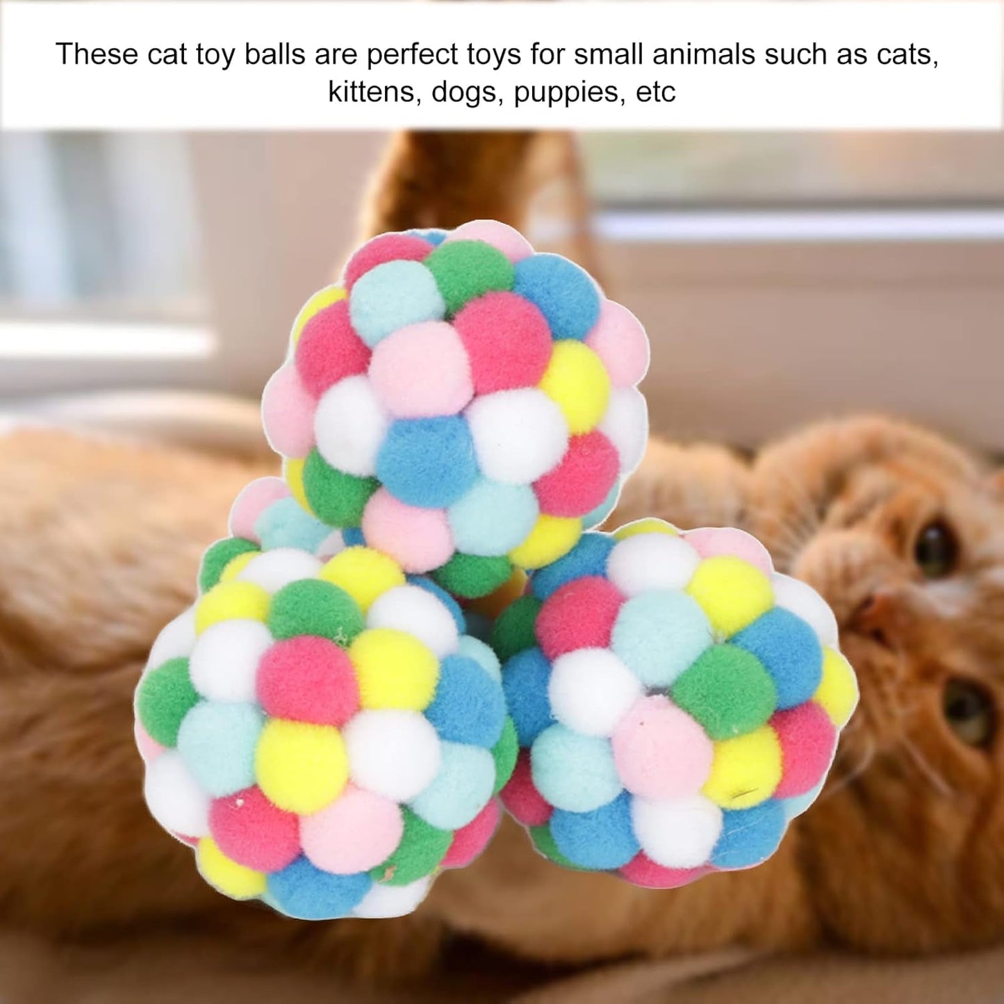 10Pcs Multi Colored Pet Cat Toys,Soft Plush Ball Cat Chase Balls Cat Toy Doing Exercise and Scratching Balls Toy for Cats Kittens