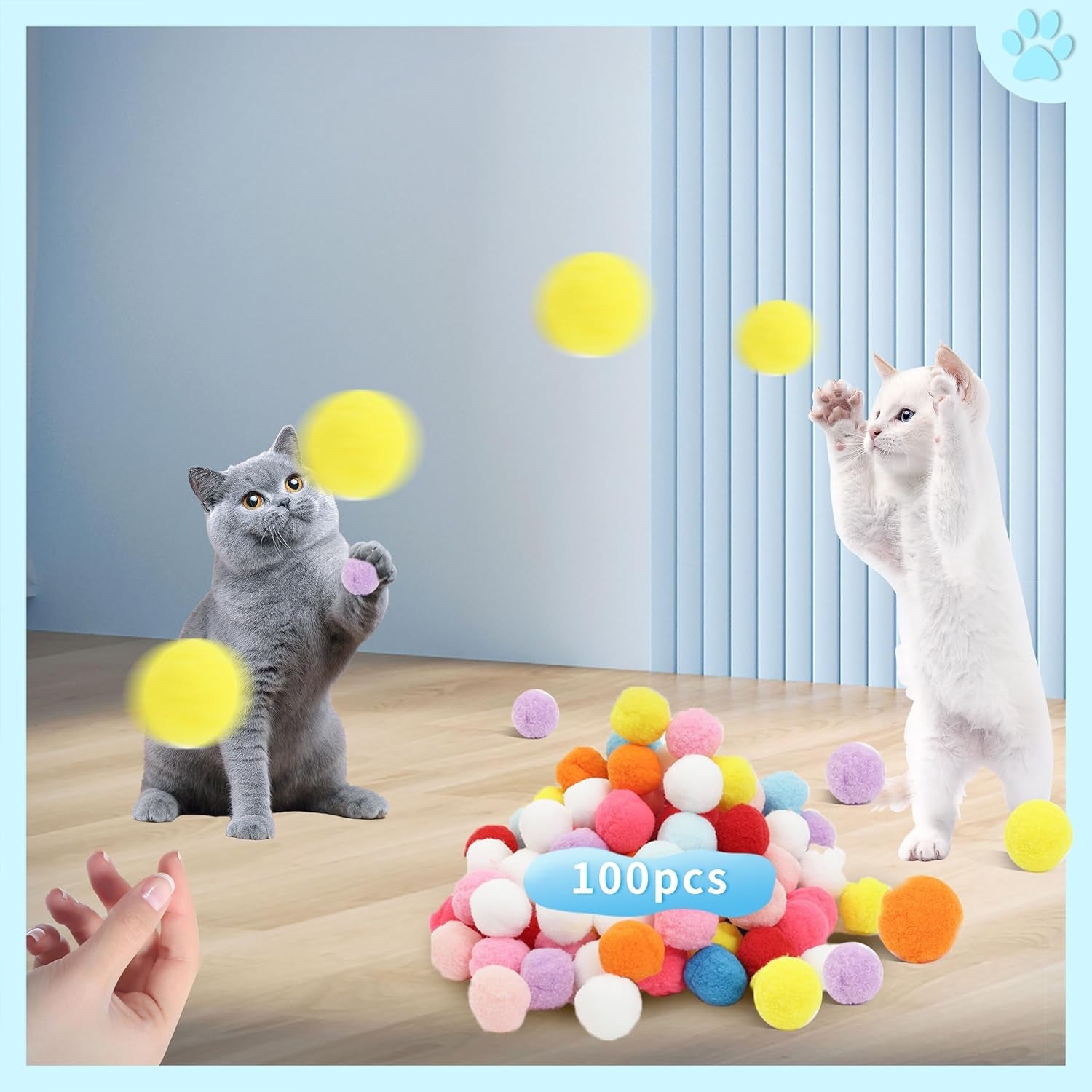 24 Pcs Colorful Pet Balls, Soft Plush Balls, Indoor Toy for Cat, Interactive Cat Toy.