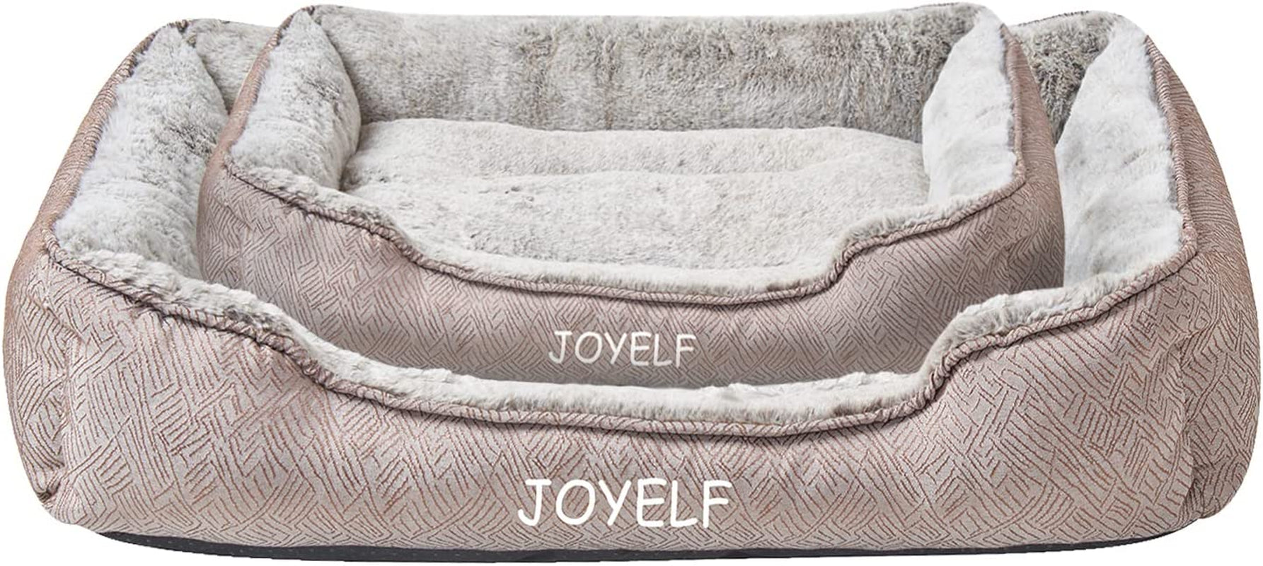 JOYELF Dog Bed Washable Calming Pet Bed, anti Anxiety Cat Bed & Sofa, Cute Plush Pet Bed for Medium Dog and Cat - Medium Rectangle