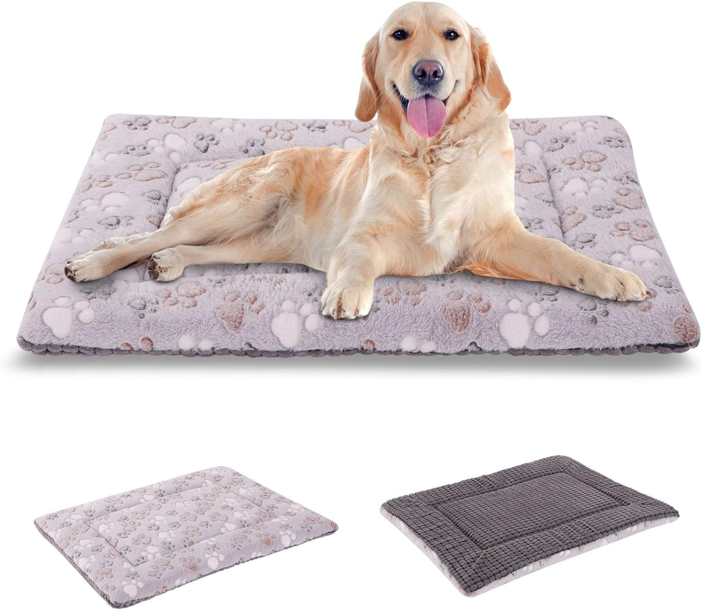 BVAGSS Dog Bed Mat,Reversible Dog Crate Pad, Memory Foam Dog Beds, Soft Warm Pet Cushion for Small Medium Dogs, Washable Pet Sleeping Mattress Kennel Bed Pad XH079 (24''X18''X1.6'',Light Grey)