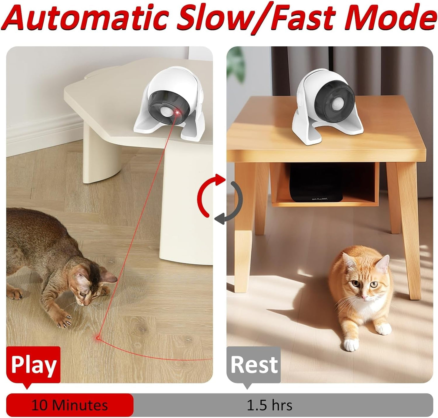 2 in 1 Motion Activated and Automatic Cat Laser Toys, Interactive Cat Toys Built-In Real Motion Sensor, Multi-Angle Adjustable Rechargeable Pet Toys for Indoor Cats Kittens and Dogs